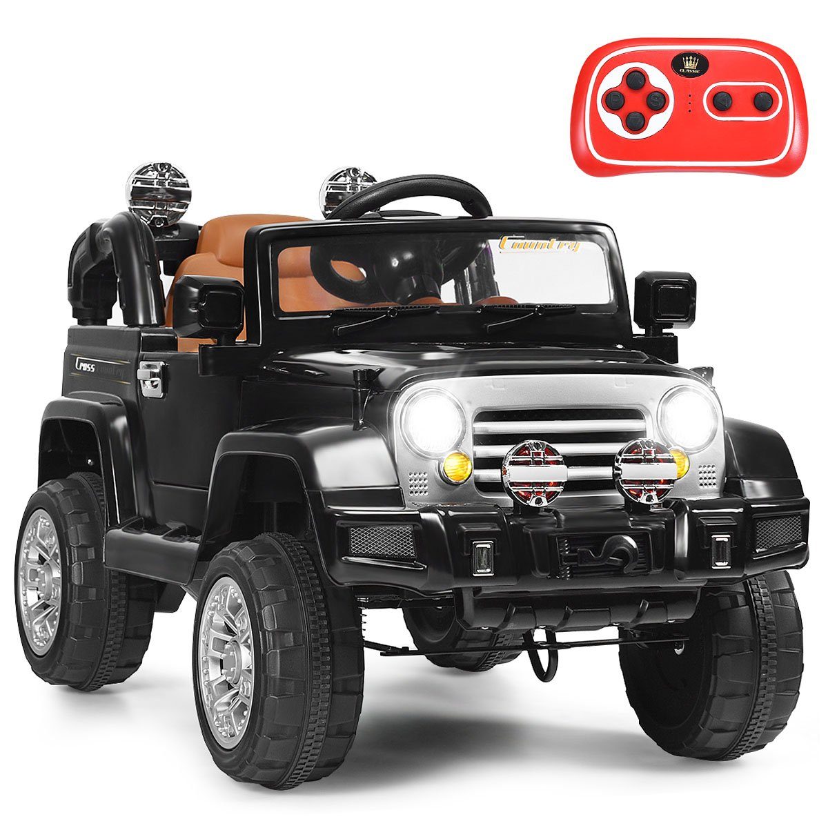 Elektrischer Jeep 12 V Kinderauto mit 2, 4 G-Fernbedienung Elektroauto mit  Musik Rot - Costway