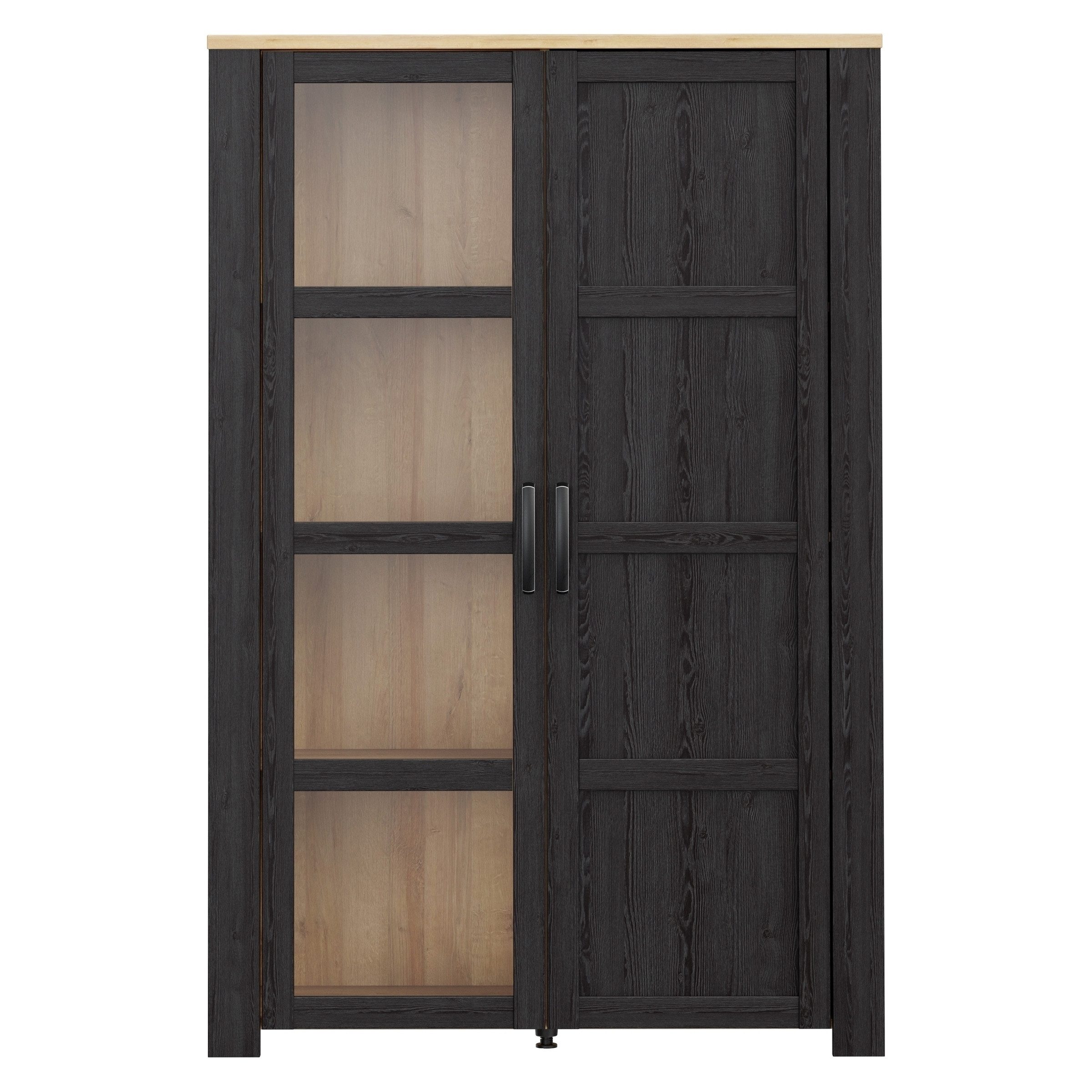 PREISBRECHER Stauraumvitrine BOHOL in Eiche Dekor / Cabezone - 106,4x160,6x42cm (BxHxT)