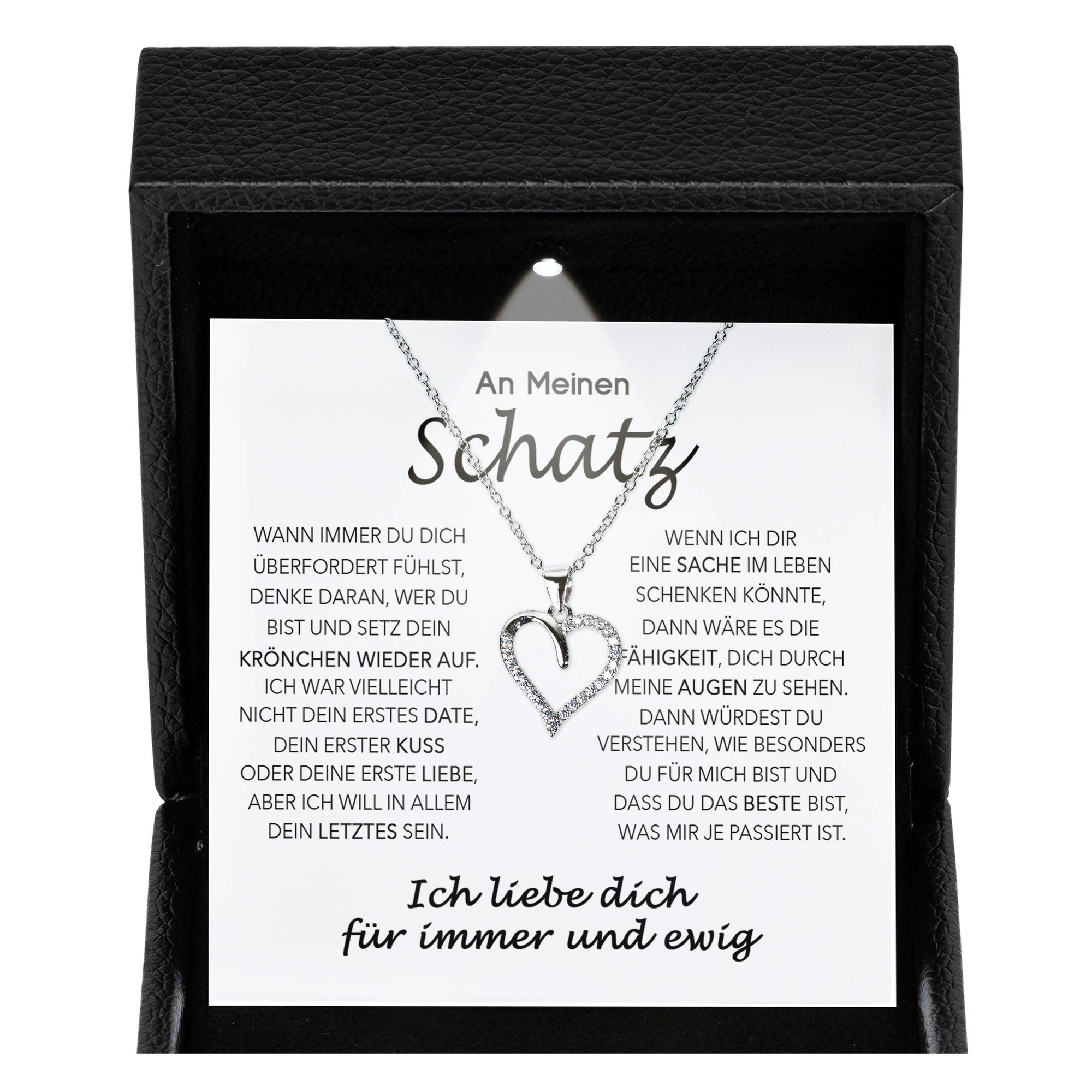 Valentinstagsgeschenk 22Feels Schmuckset Schatz Frauen Herz Halskette Ich Liebe Dich Geschenk Damen Collier (Geschenkset), Silber 925/000, Geschenkset