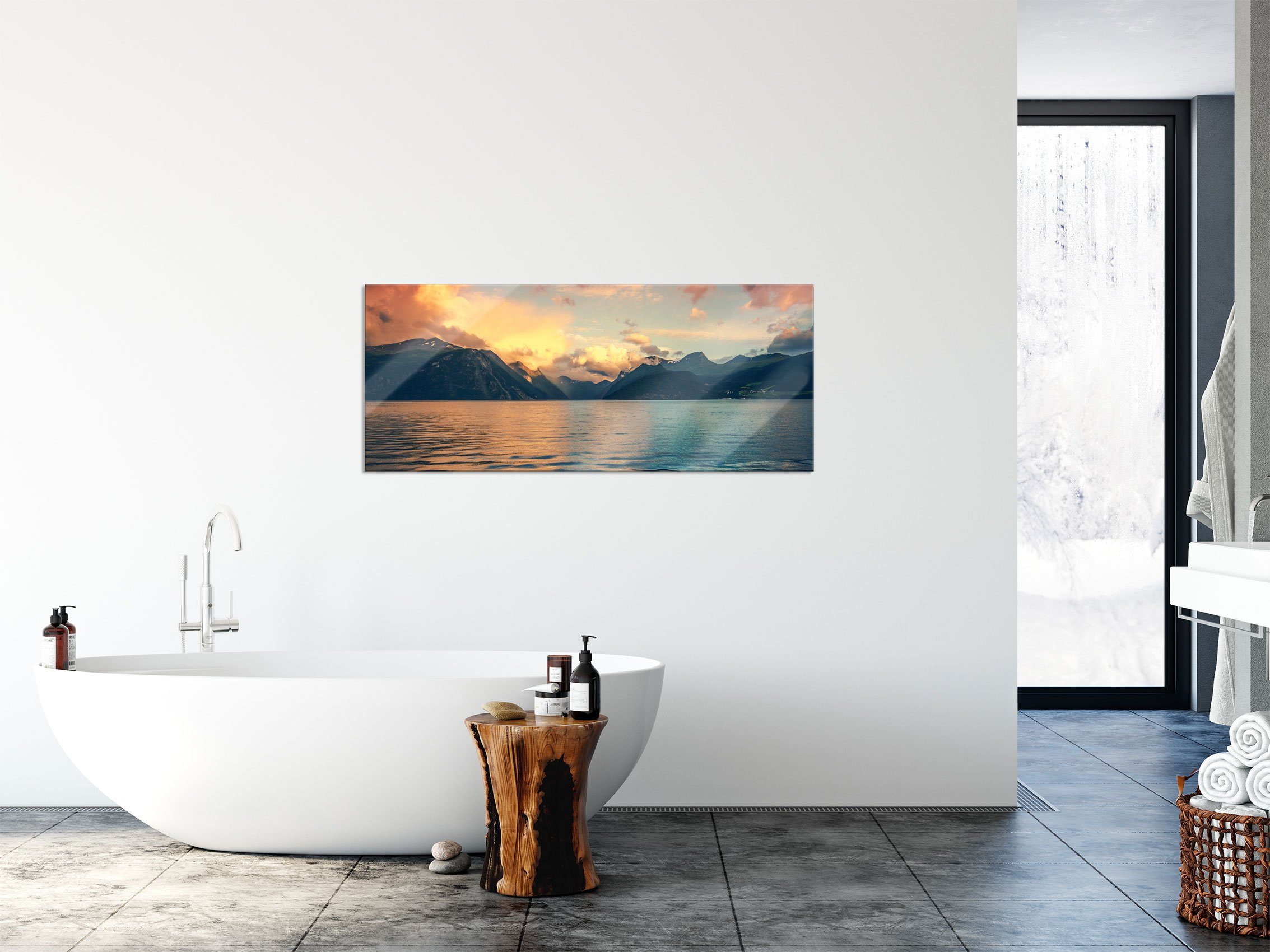 Pixxprint Glasbild eine schöne Landschaft im Norden, eine schöne Landschaft im Norden (1 St), Glasbild aus Echtglas, inkl. Aufhängungen und Abstandshalter