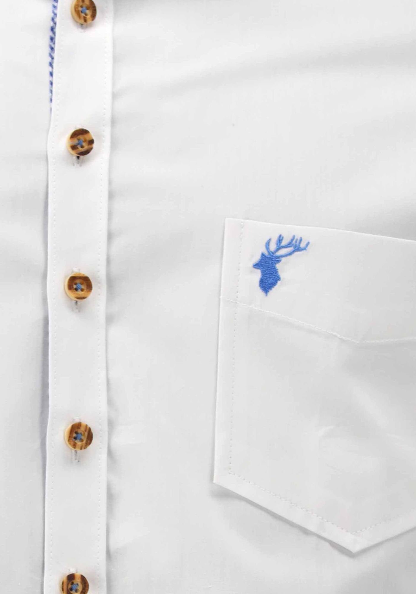 auf OS-Trachten mit der Langarmhemd Trachtenhemd Hirsch-Stickerei Dreyas Brusttasche