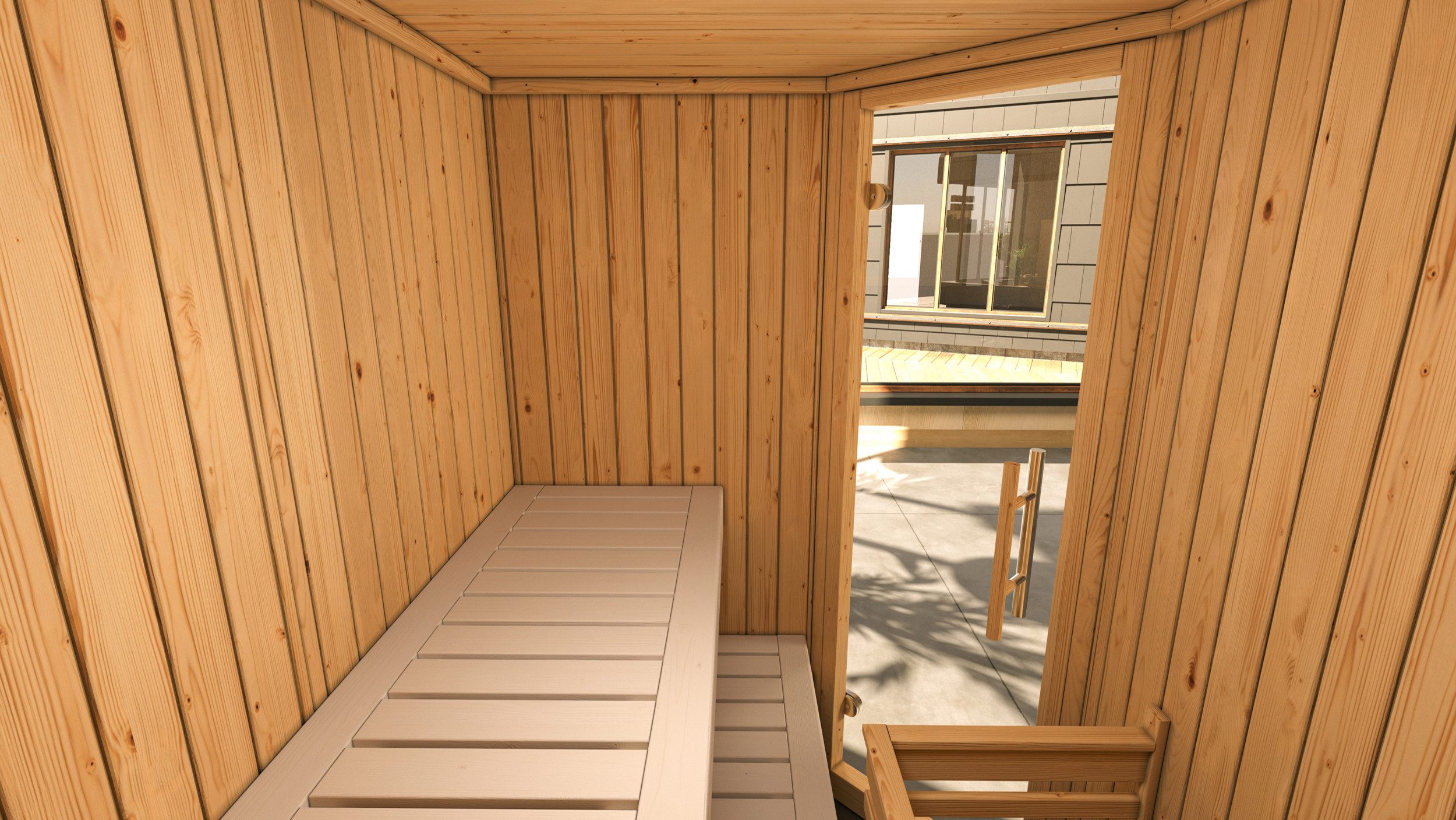 weka Sauna Element-Ecksauna VARBERG 1, BxTxH: 194 x 144 x 199 cm, 68 mm, vorgefertigte Elemente, moderne Ganzglastür