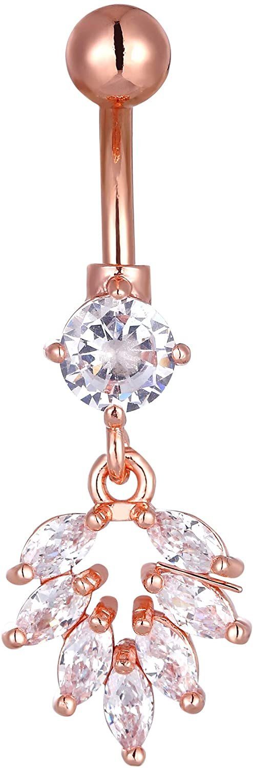 Karisma Bauchnabelpiercing Karisma Edelstahl Bauchnabelpiercing Anhänger Banana Zirkonia, - HB178 - Roségold