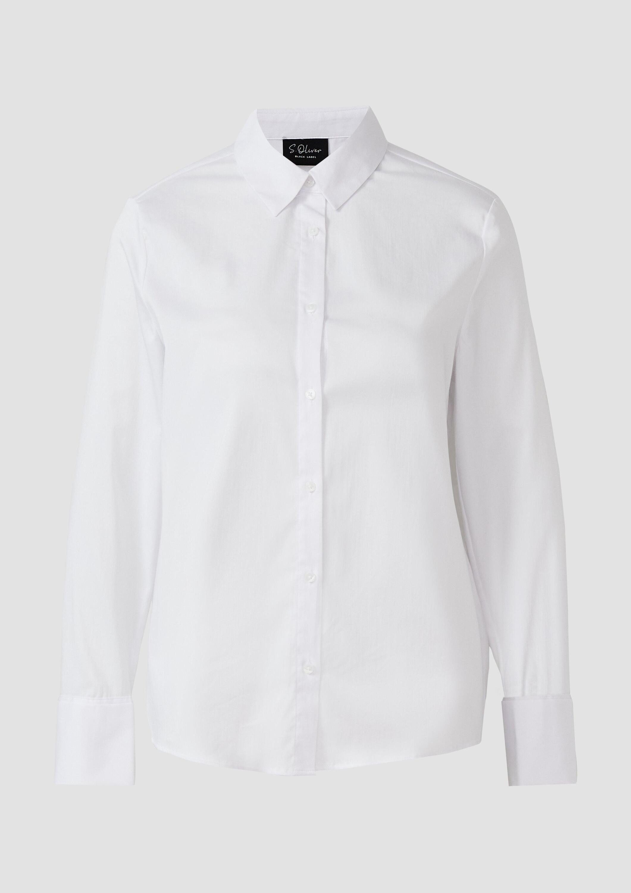 s.Oliver Langarmbluse Bluse Popeline-Bluse mit Umschlag an den Manschetten