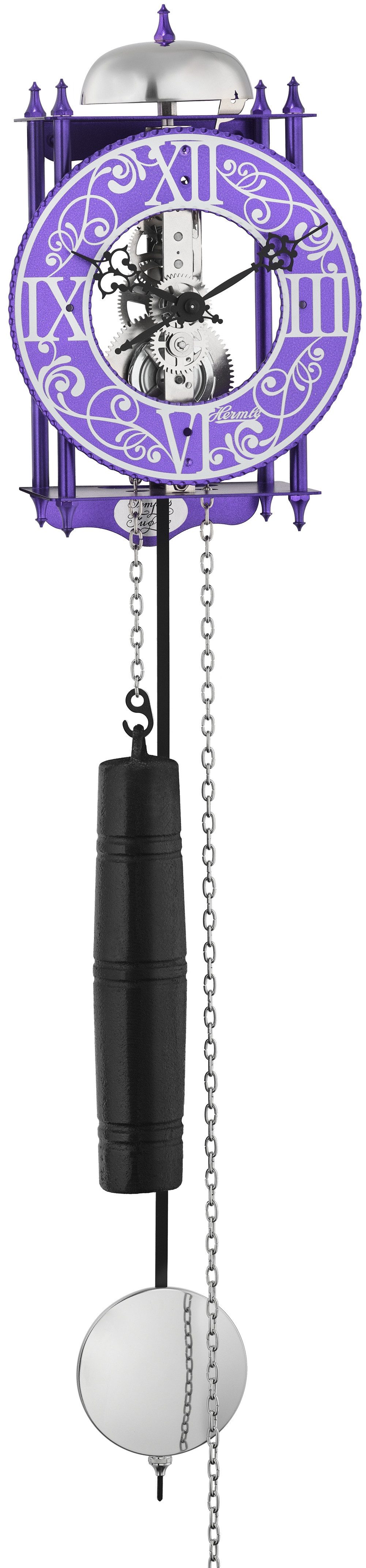 Hermle Pendelwanduhr Skelett 8-Tage Stab-Kettenzugwerk mit Schlag auf Glocke Raubritter (Ideal auch als Geschenk)