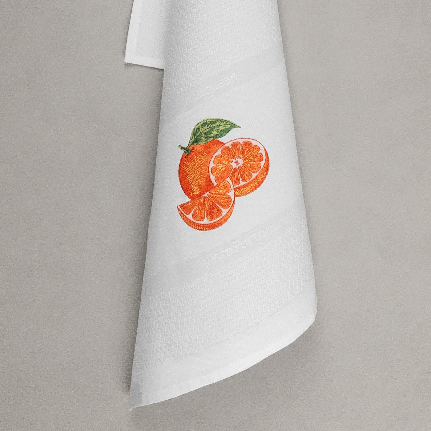 Vista Portuguese Geschirrtuch Orange mit exklusiver Stickerei, 100 % Baumwolle