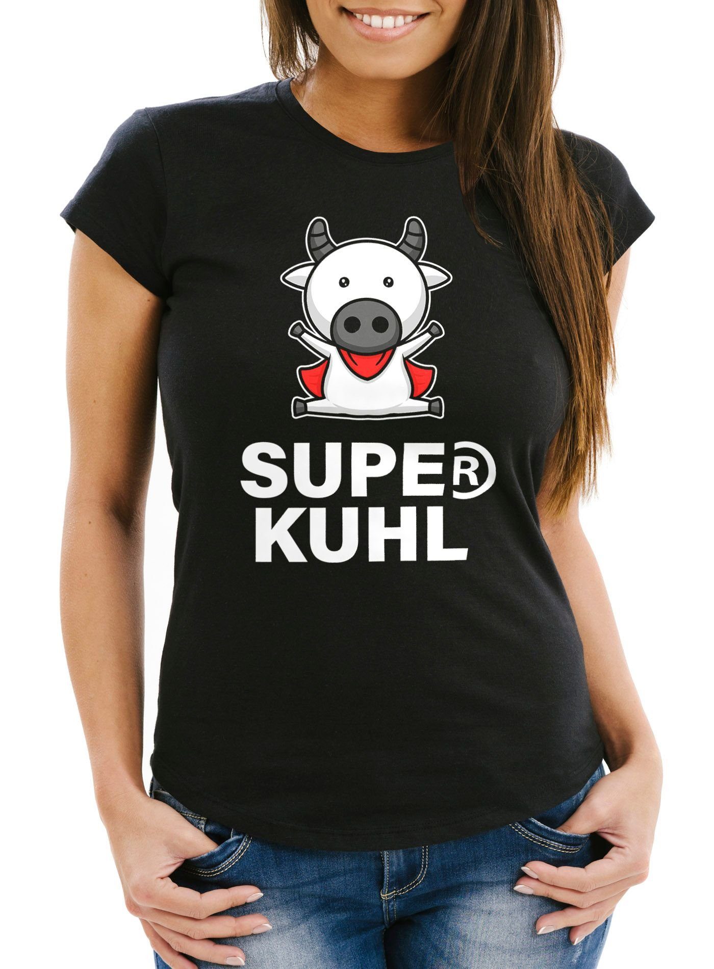 MoonWorks Print-Shirt »Damen T-Shirt Super Kuhl Kuh Slim Fit Moonworks®«  mit Print online kaufen | OTTO