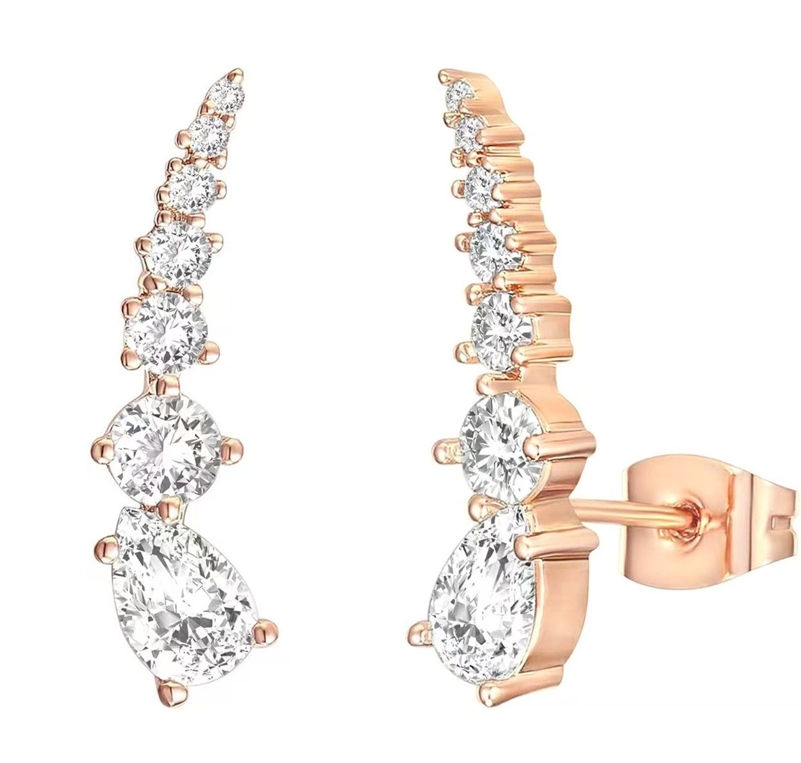 Paar Ohrstecker mit Ohrklemme Diamantohrstecker,D/E,VVS/VS,Für Damen,14KWeißgold/Gelbgold/Roségold