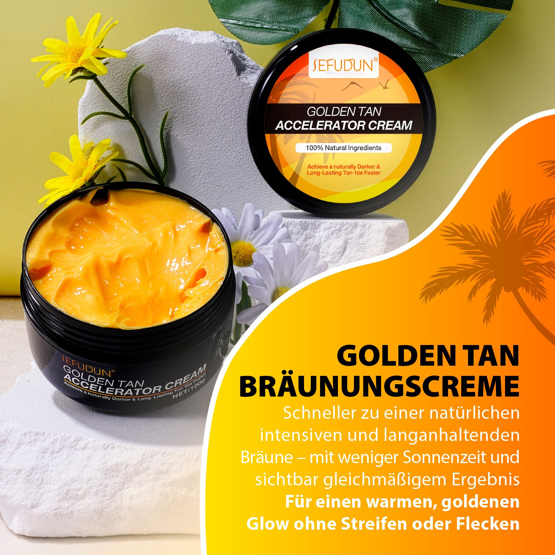 ALIVER Selbstbräunungscreme Bräunungsbeschleuniger Sonnencreme Bräunungscreme Bräunung Tanning, 1-tlg., Körperbräunung, Beschleuniger, Solarium, Sonne, Creme