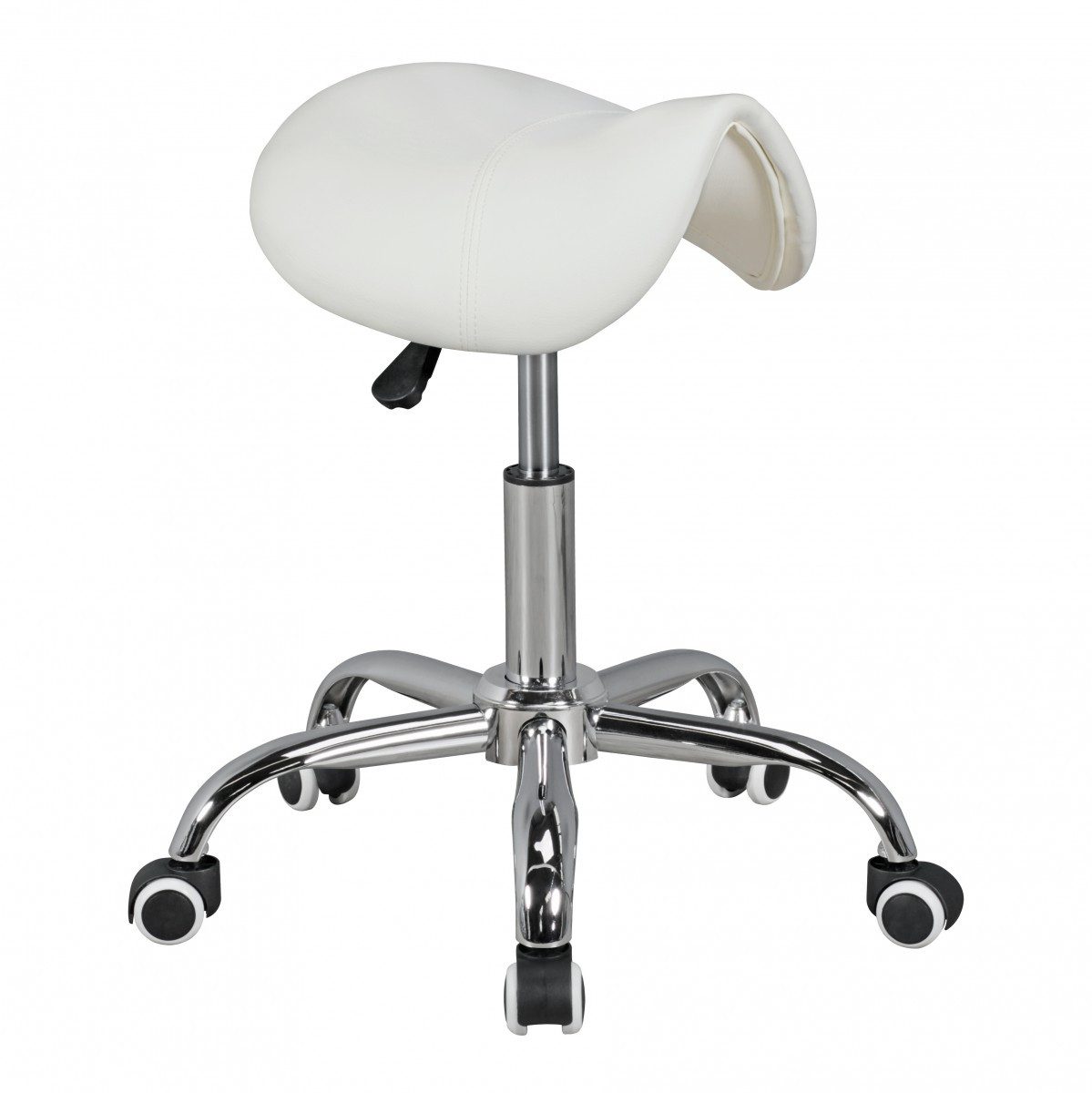 Amstyle Arbeitshocker Sattelhocker Weiß Praxishocker Kosmetikhocker Drehhocker Rollhocker Ho (Kosmetikhocker Drehhocker, Sattelhocker Weiß), Praxishocker mit Rollen, Friseurhocker Kunstleder