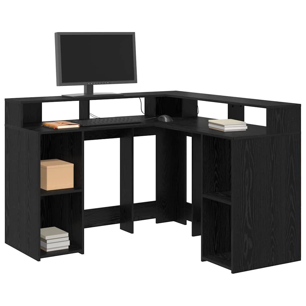vidaXL Schreibtisch Schreibtisch Schwarz Eichen-Optik Holzwerkstoff (1-St)