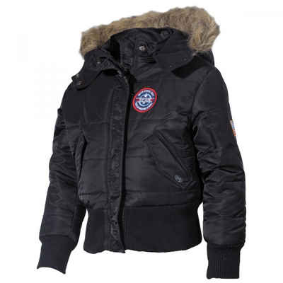 MFH Winterjacke US Kinder-Polarjacke, N2B, schwarz, Kapuze mit Fellkragen - M Fleecefutter und Kunstfellbesatz