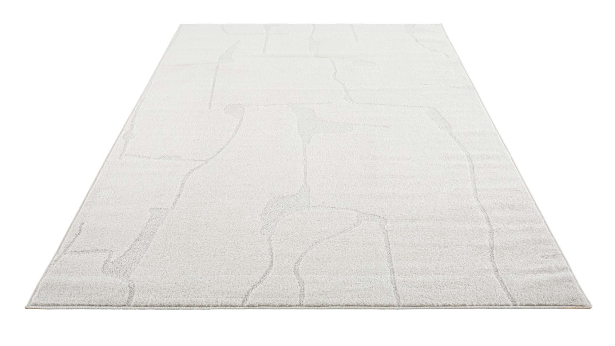 TaraCarpet Teppich Tara Carpet Avalon uni Hoch-Tief-Struktur, rechteckig, Höhe: 13 mm, Wohnzimmer, Schlafzimmer, Esszimmer, Jugendzimmer weiß 080x150