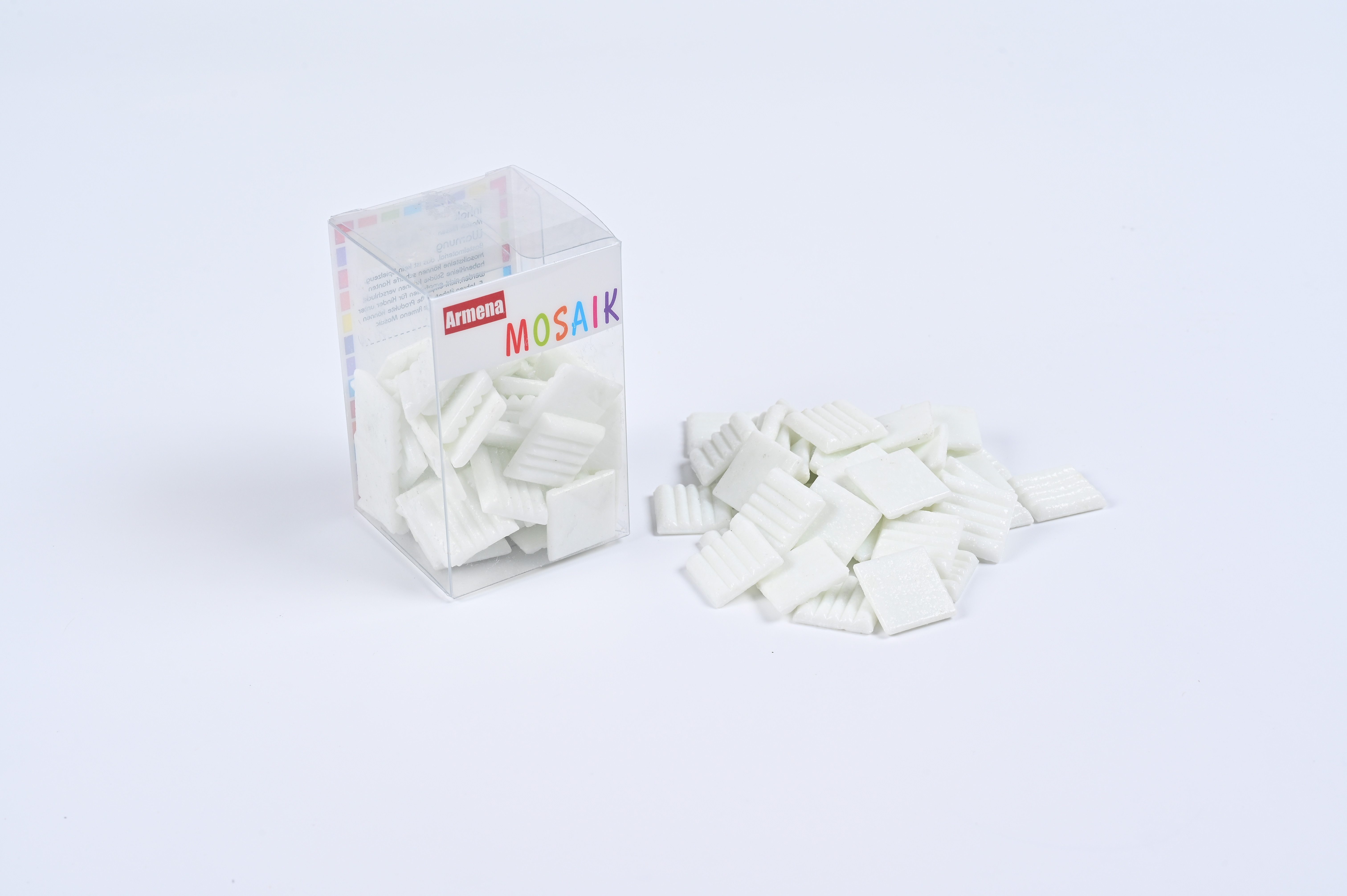 Armena Mosaikfliesen Mosaikfliesen Glasmosaik Bastelmaterial Mosaik DIY Wandfliesen 260g, weiss