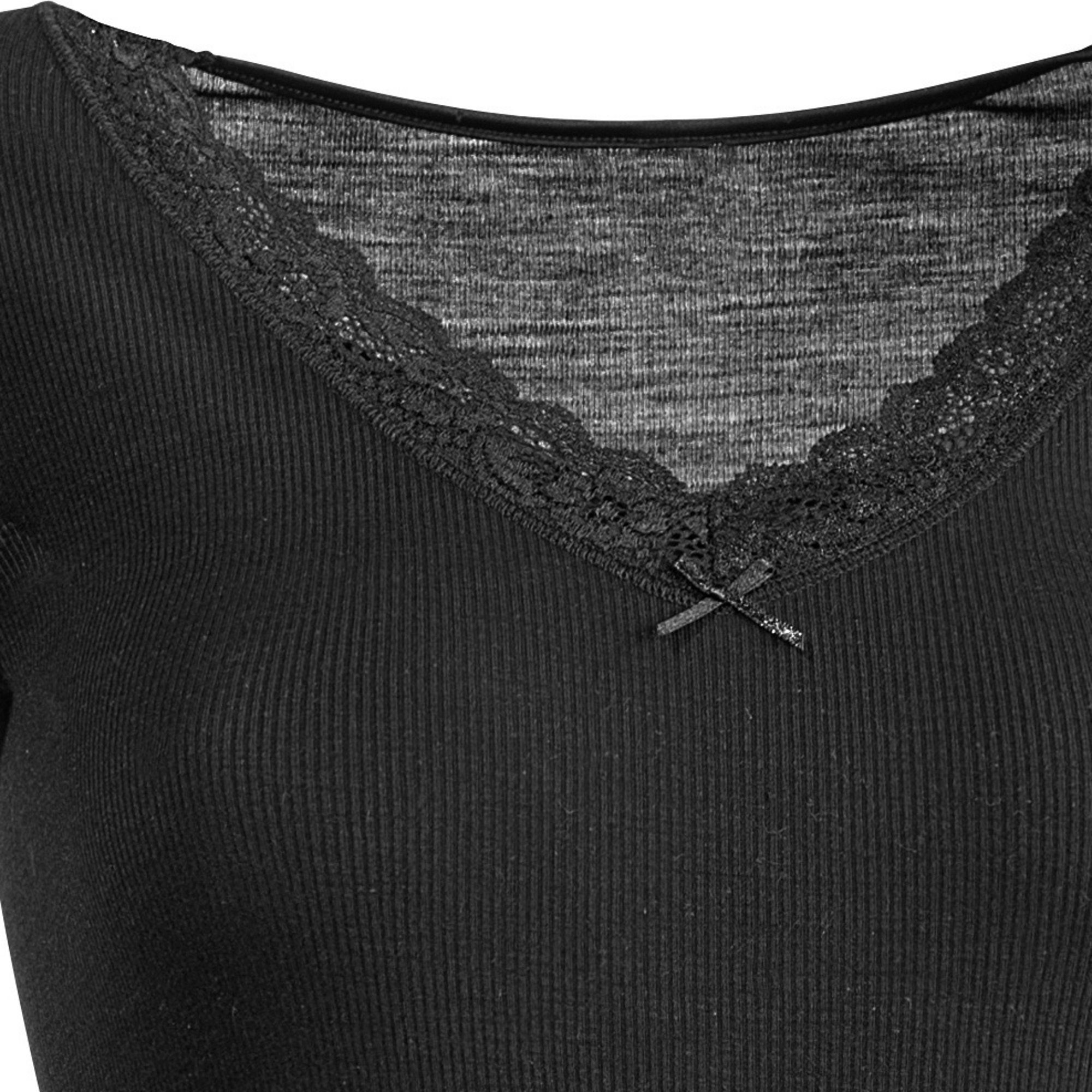 schwarz Unterhemd Von Damen-Unterhemd, Uni Nina Feinripp 1/2-Arm C.