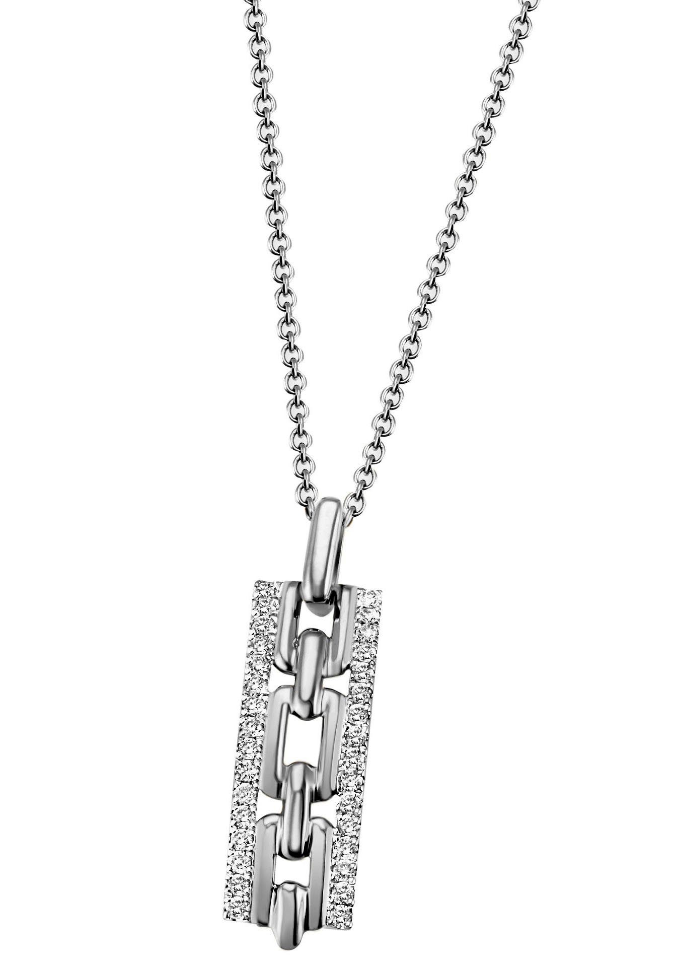 Valentinstagsgeschenk Firetti Kette mit Anhänger Schmuck Geschenk Silber 925 Halsschmuck Halskette Ankerkette Stab, mit Zirkonia (synth), silberfarben