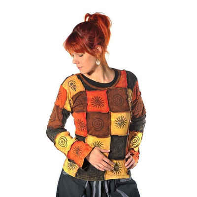 SIMANDRA Rundhalspullover »Asha Patchwork Shirt Pullover Oberteil Sweatshirt Freizeitshirt Hippie Goa Psy Sweater« (1-tlg) Patchwork