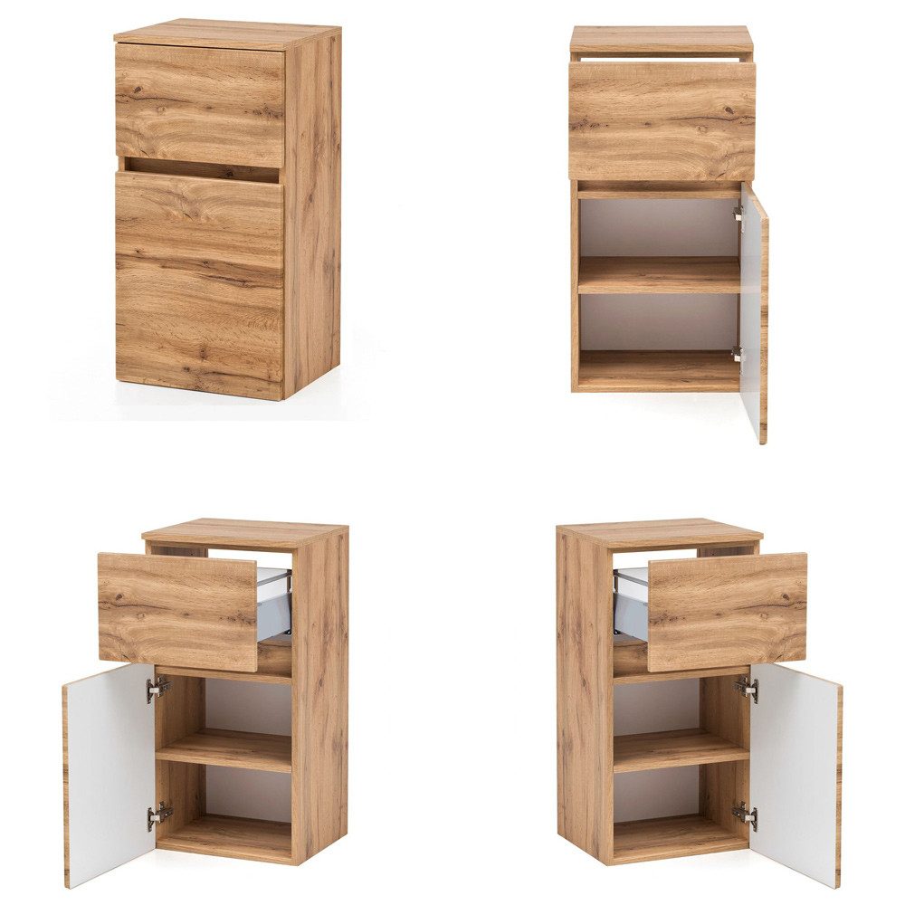 Lomadox Unterschrank LAURIA-03 Badmöbel 40 cm in Wotaneiche Nb., BxHxT: ca. 40x79x35 cm