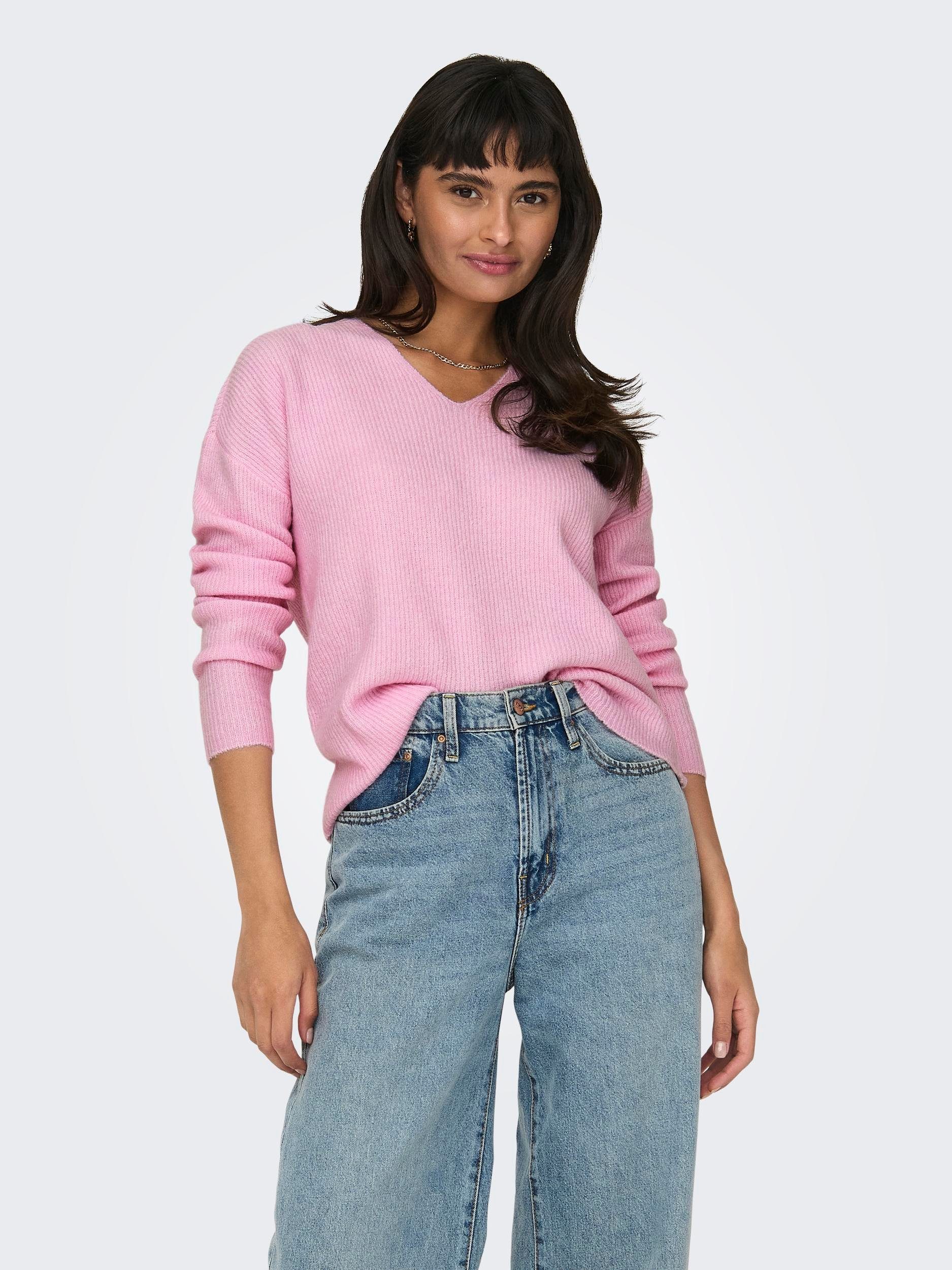 ONLY V-Ausschnitt-Pullover ONLCAMILLA V-NECK L/S PULLOVER KNT NOOS Materialmix, regular fit