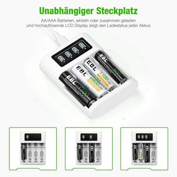EBL Universal Akkuladegerät mit 8 AAA Akkus Batterie-Ladegerät (1-tlg)