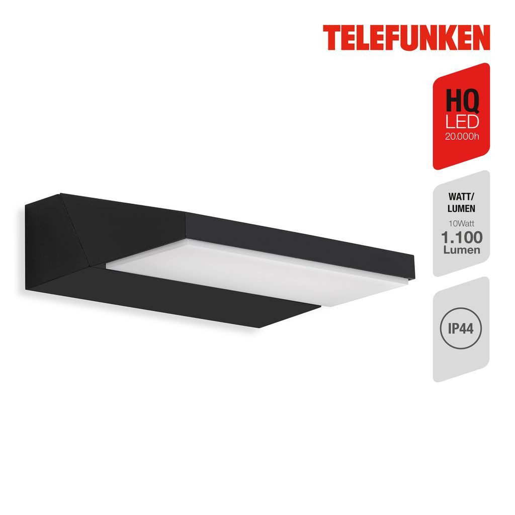 Telefunken Außen-Wandleuchte 312605TF, LED fest integriert, 2700K - Extra-Warmweiß, Außenleuchte DREHBAR IP44 1200lm 17,2x14,1x5,2cm