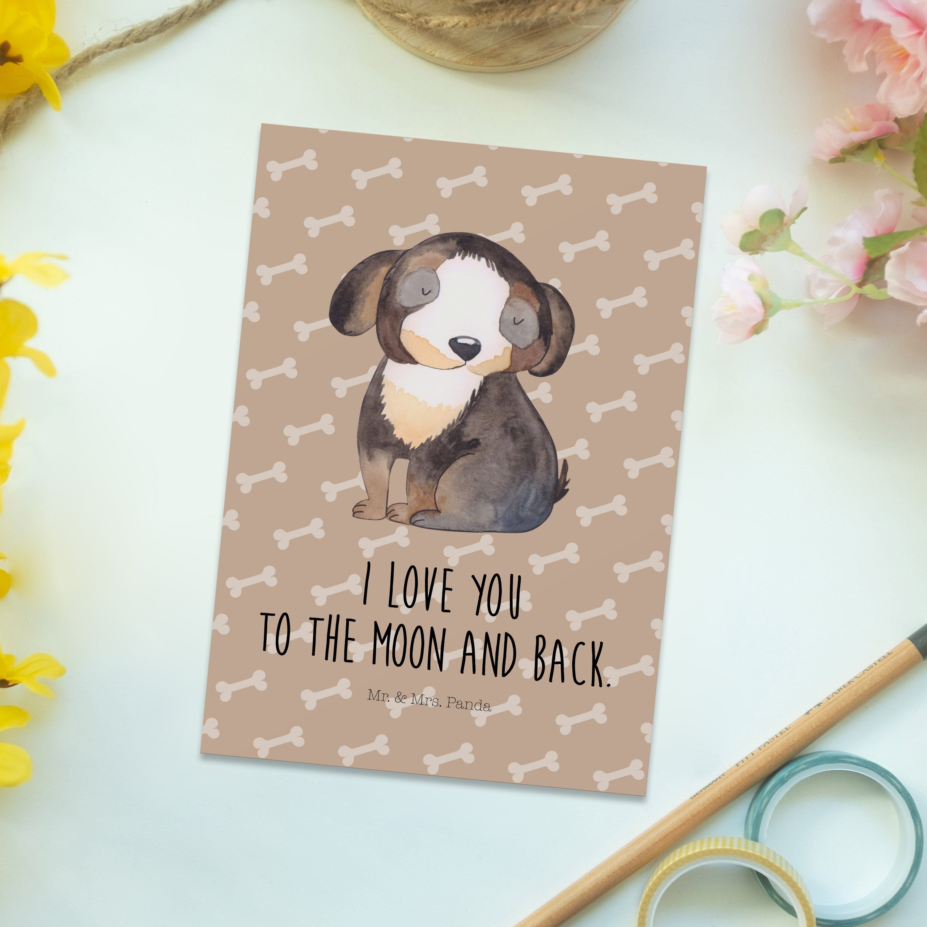 Panda - Postkarte Hundebe - Hundeglück entspannt Geschenk, Mr. Mrs. & Sprüche, Hundespruch, Hund