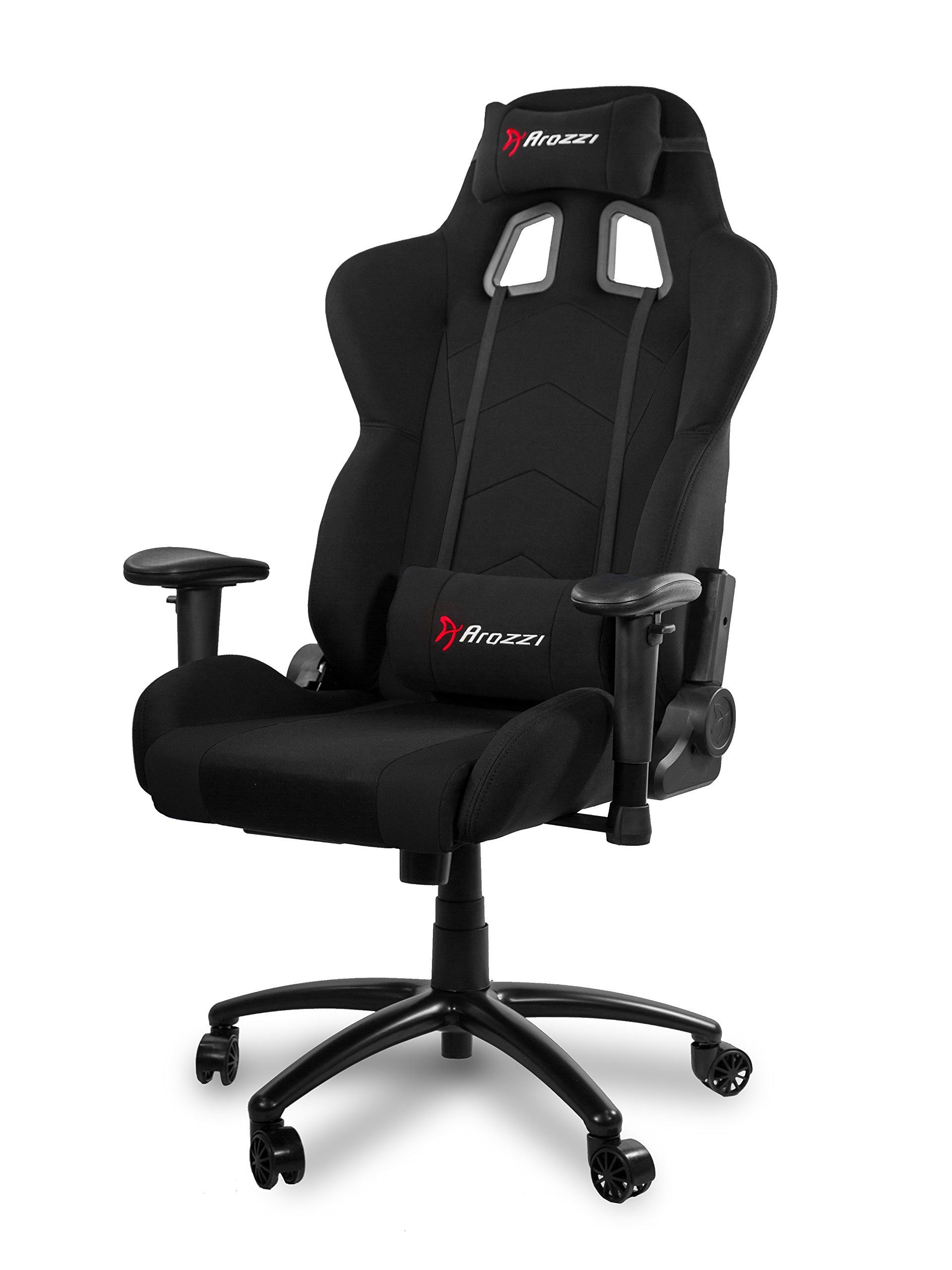 Arozzi Gaming Chair INIZIO-FB-BLACK, Atmungsaktiver Stoff, Schaukelfunktion, 2D-Arme, belastbar bis 105 kg