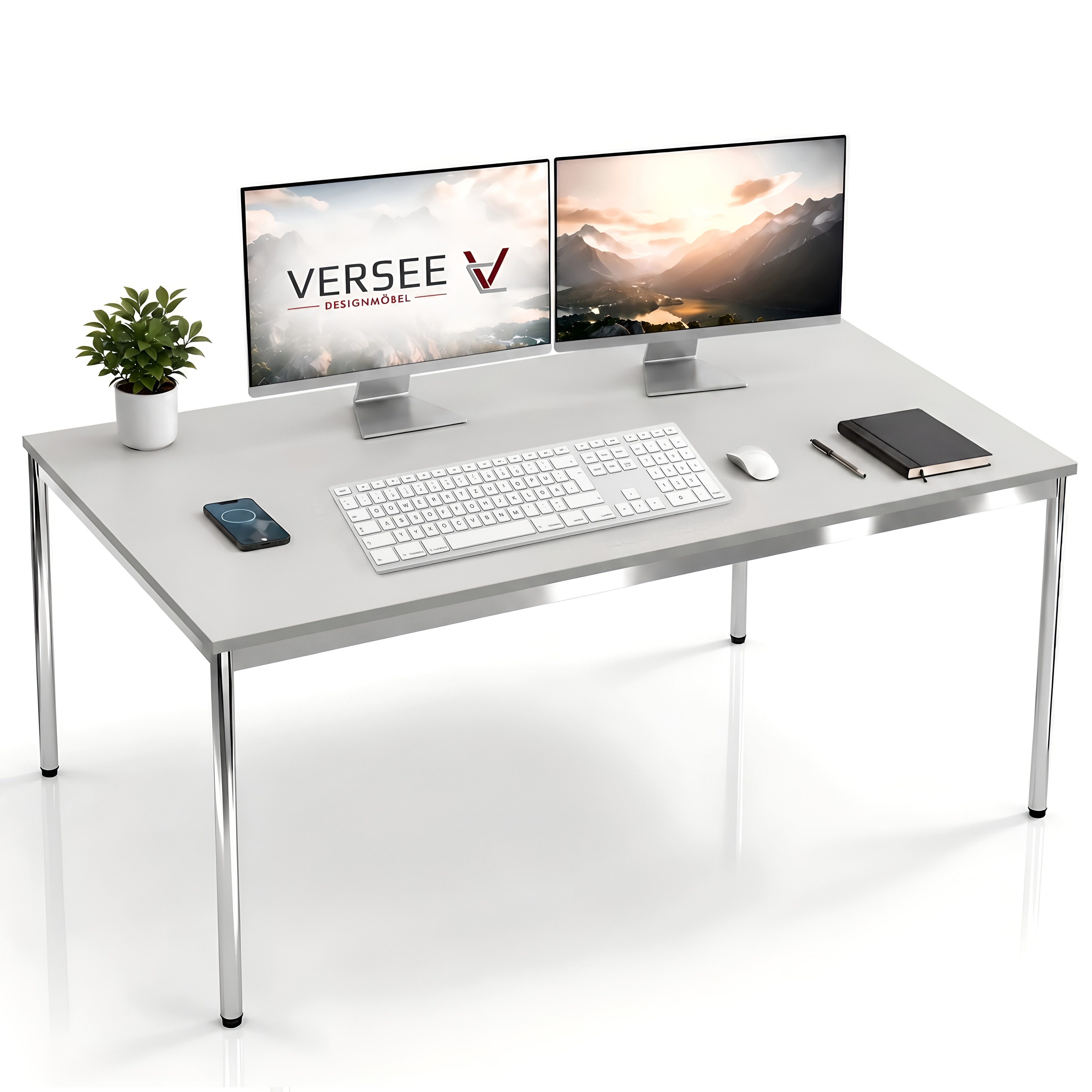 Versee Schreibtisch Konferenztisch VST1, höhenverstellbar, 100/120/140/150/160/180/200 cm (Arbeitstisch für Büro und Home-Office, 1 Tisch), ergonomisch höhenverstellbar, kratzfest, 200kg belastbar