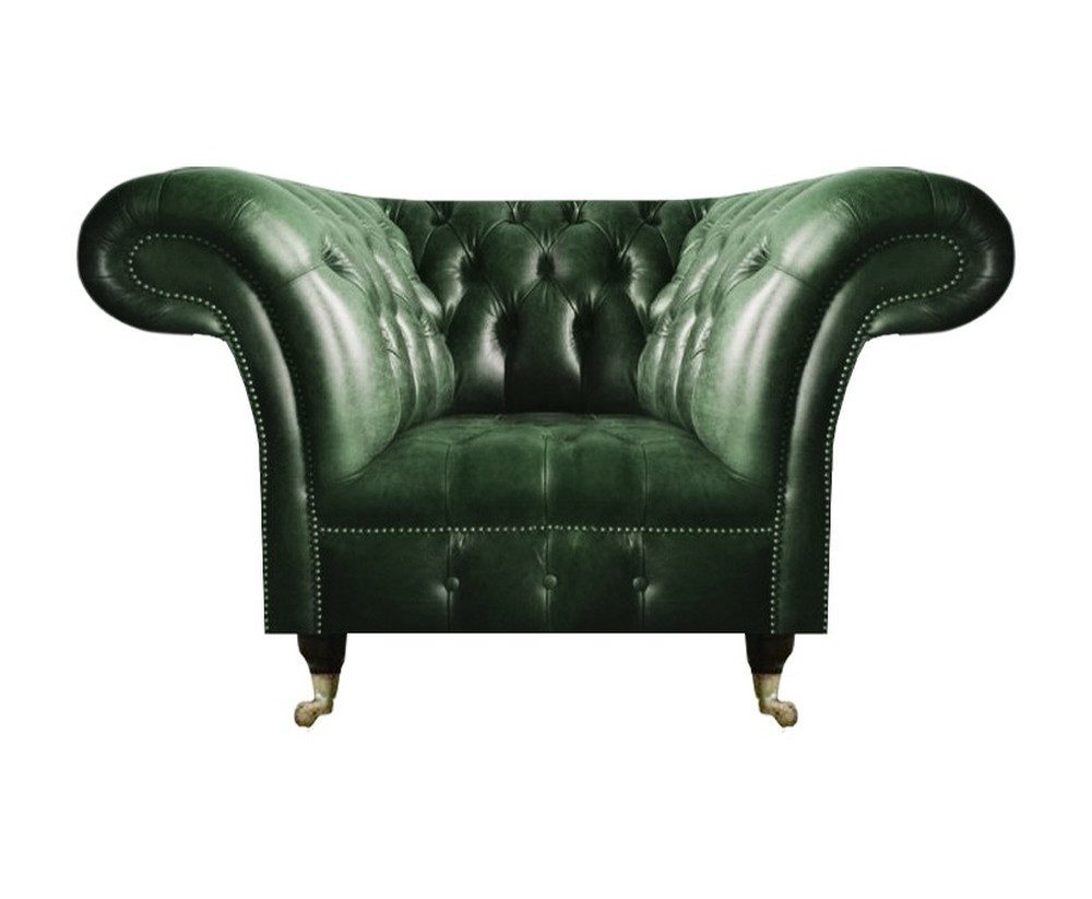JVmoebel Chesterfield-Sessel Luxuriöser Sessel aus grünem Leder mit klassischem Design (Packung, 1-St., Sessel), Made in Europa