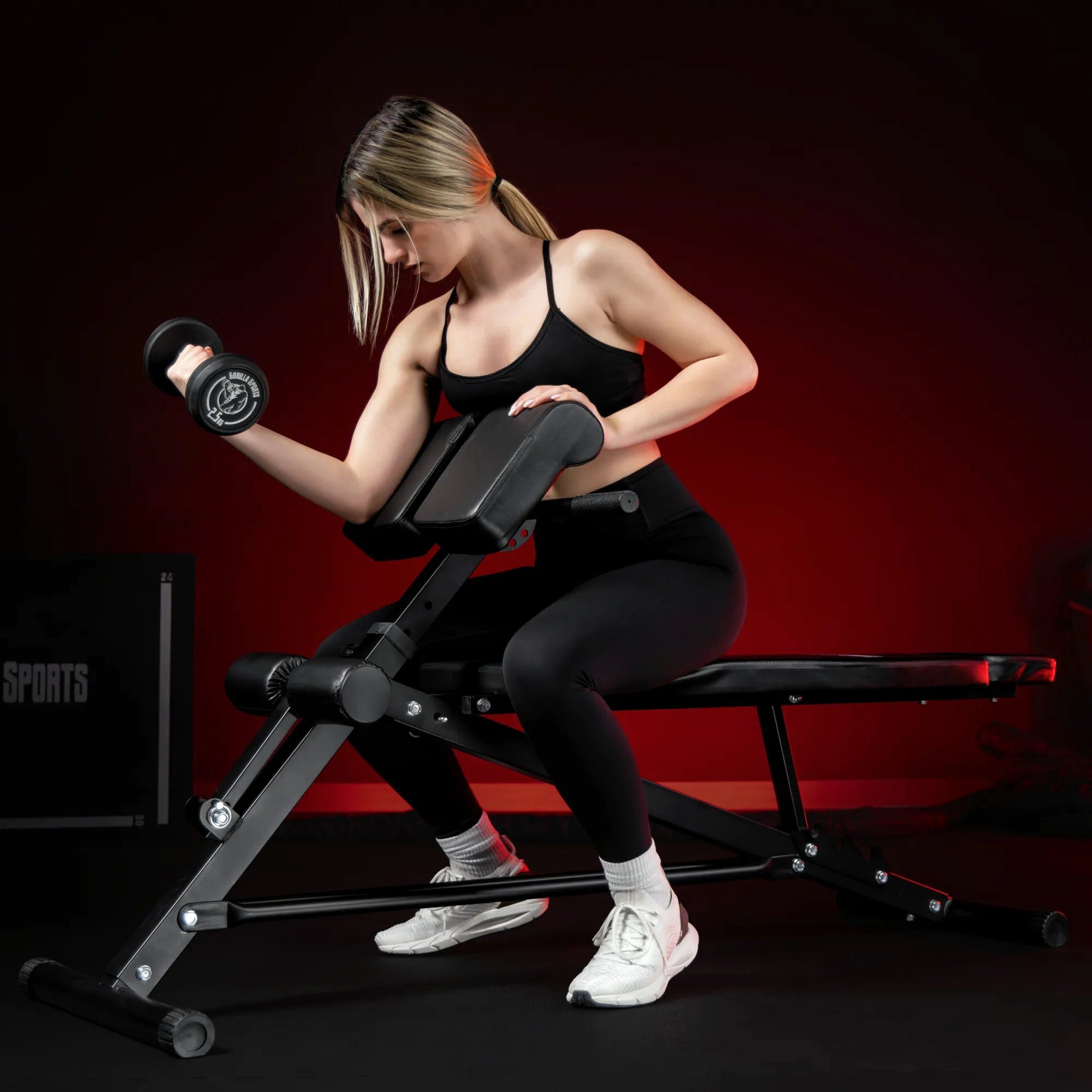 GORILLA SPORTS Hantelbank Hantelbank mit Hyperextension - Verstellbar, (1-tlg)