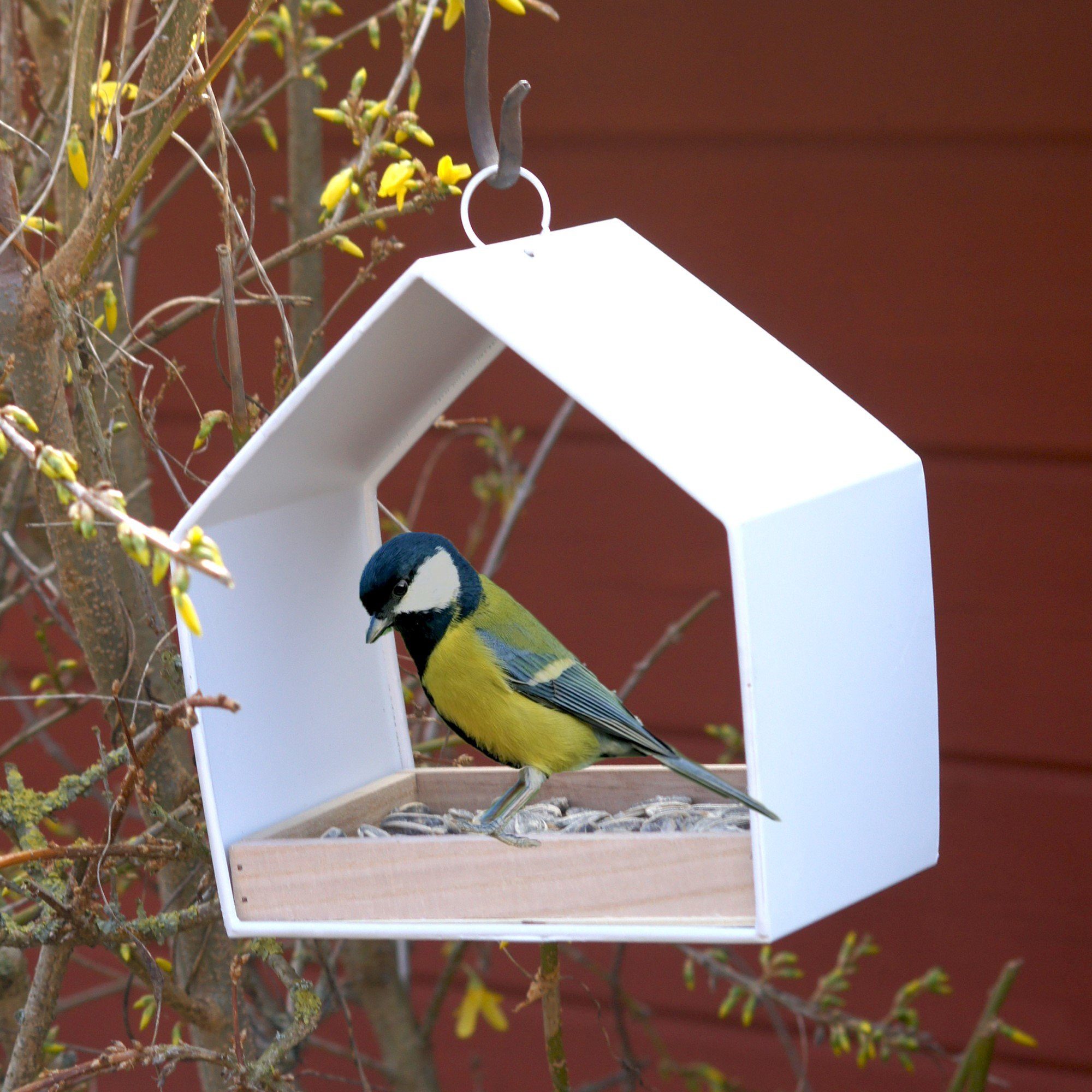 UNUS GARDEN Vogelhaus Futterhaus aus aus Futterstation Weiß Vogelvilla Zink Aufhängen, zum Vogelfutterhaus Vogelhäuschen Zink