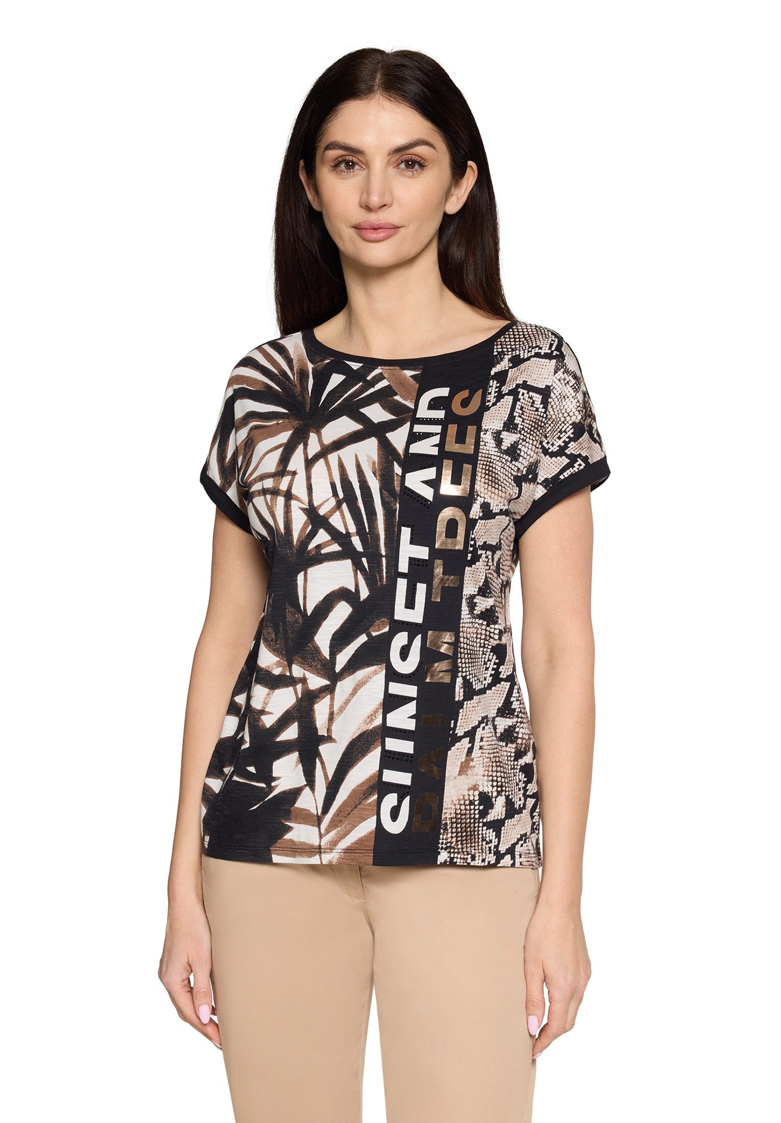 Kurzarmshirt Damen mit Ärmelaufschlag
