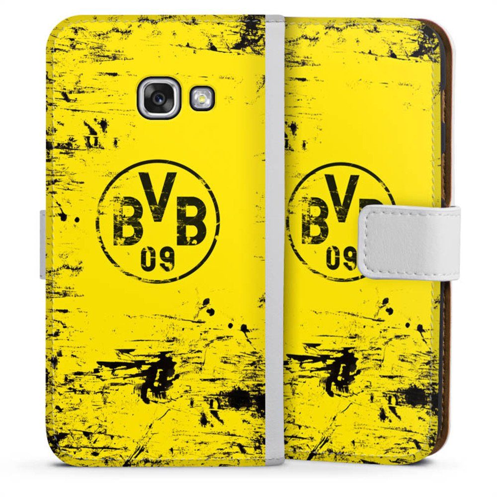 DeinDesign Handyhülle Borussia Dortmund Offizielles Lizenzprodukt BVB BVB  Destroyed Look, Samsung Galaxy A3 (2017) Hülle Handy Flip Case Wallet Cover