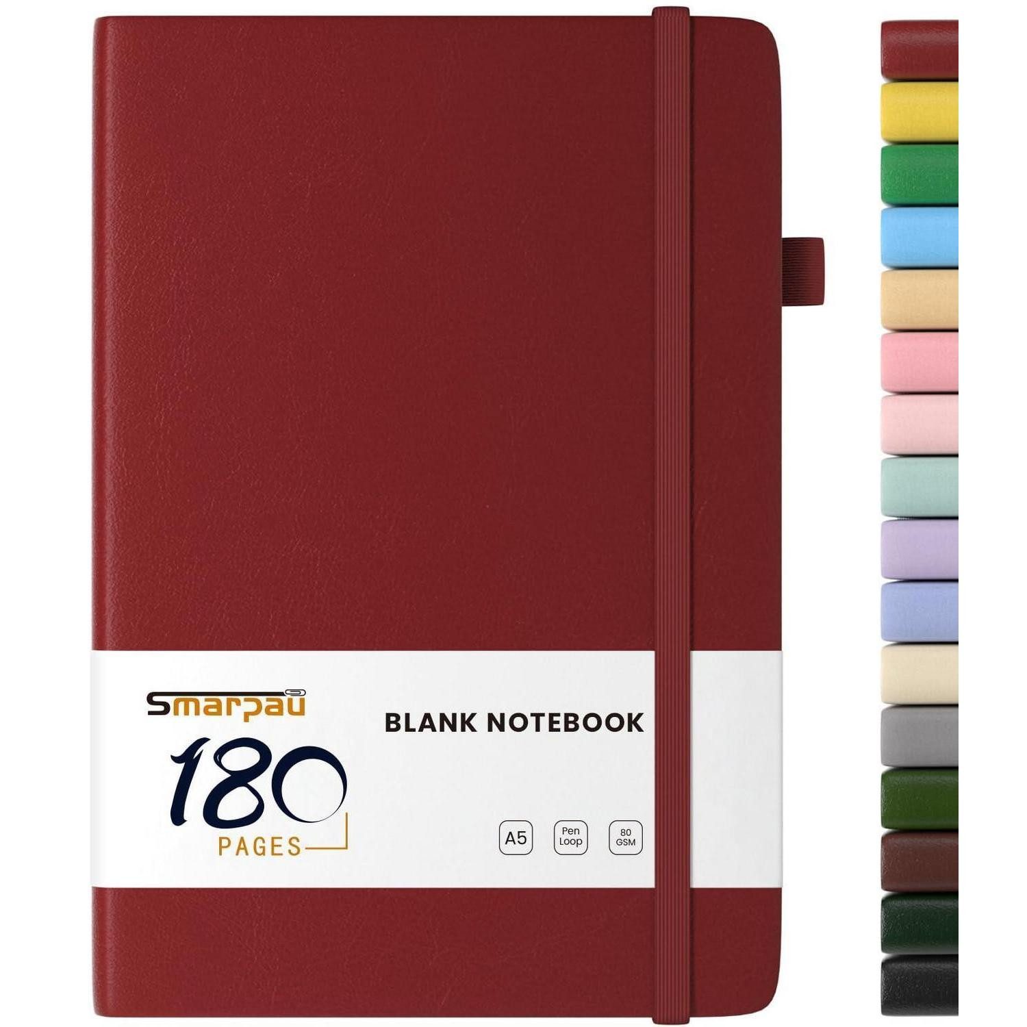 LuxusKollektion Tagebuch Notizbuch A5 Leder Hardcover Blanko Rot