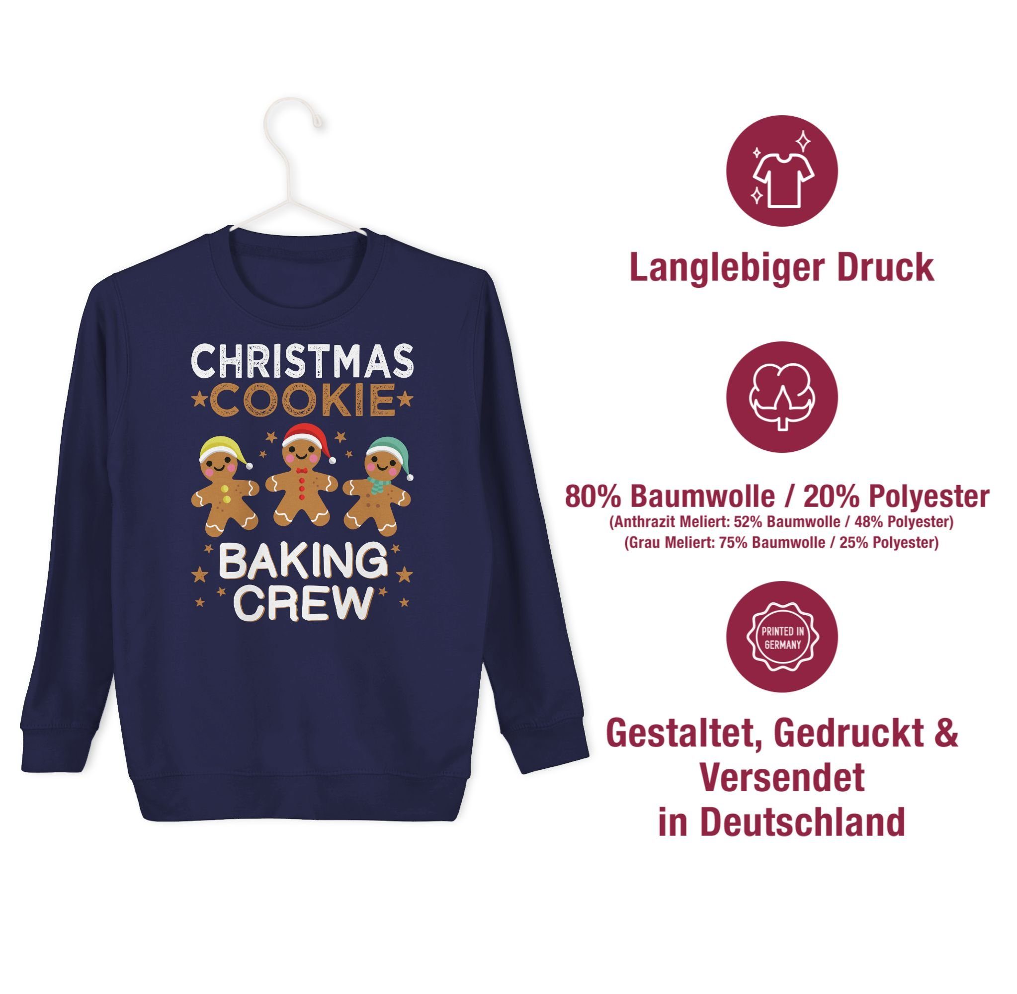 Shirtracer Sweatshirt Blau Lebkuchenmännchen Kleidung Christmas Kinder Navy 1 Cookie Weihnachten Crew Baking