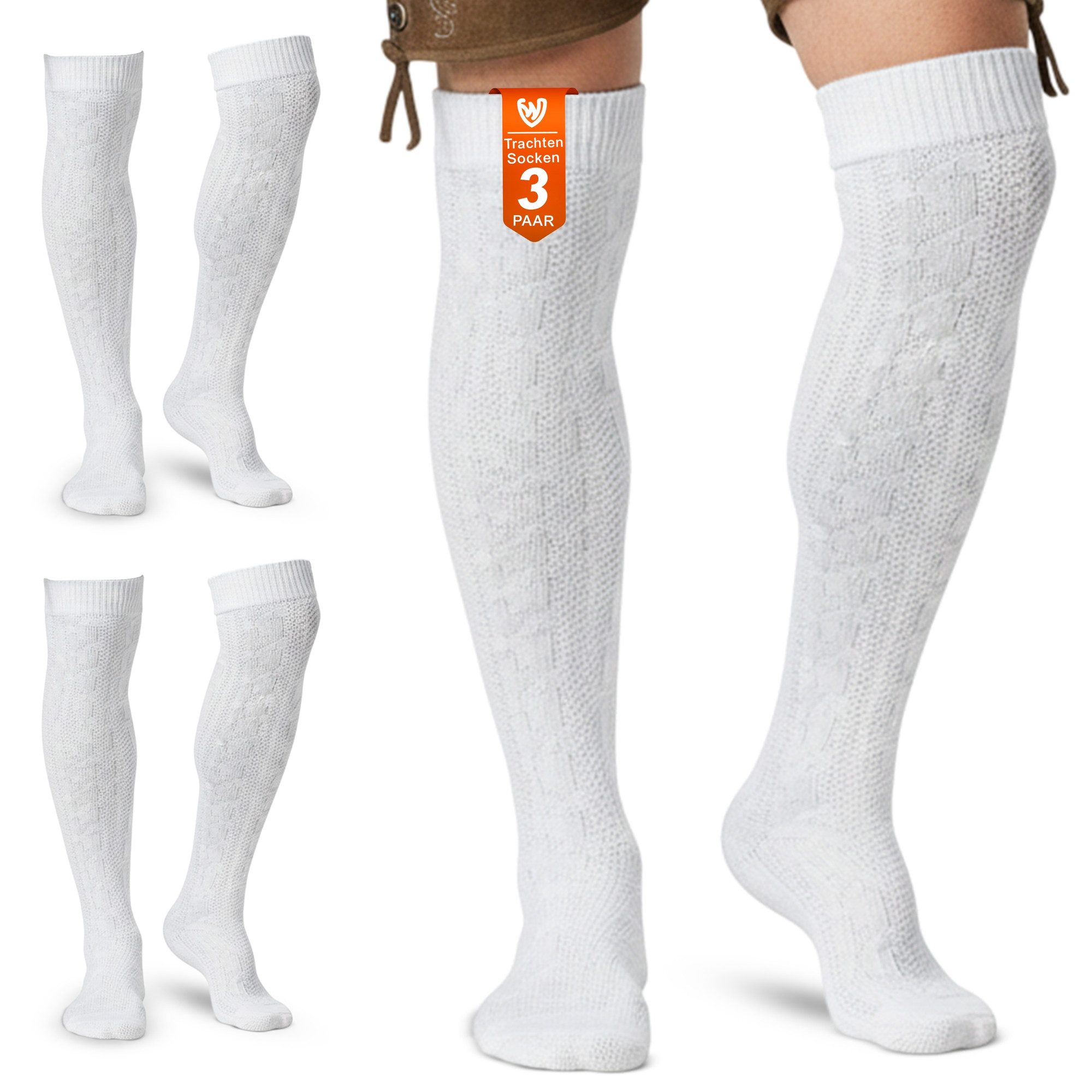 German Wear Trachtensocken GW250- 3xPaar AMZ (3er-Pack) 3er Pack Trachtenstrümpfe Lange Trachtensocken Strümpfe Socken 70cm