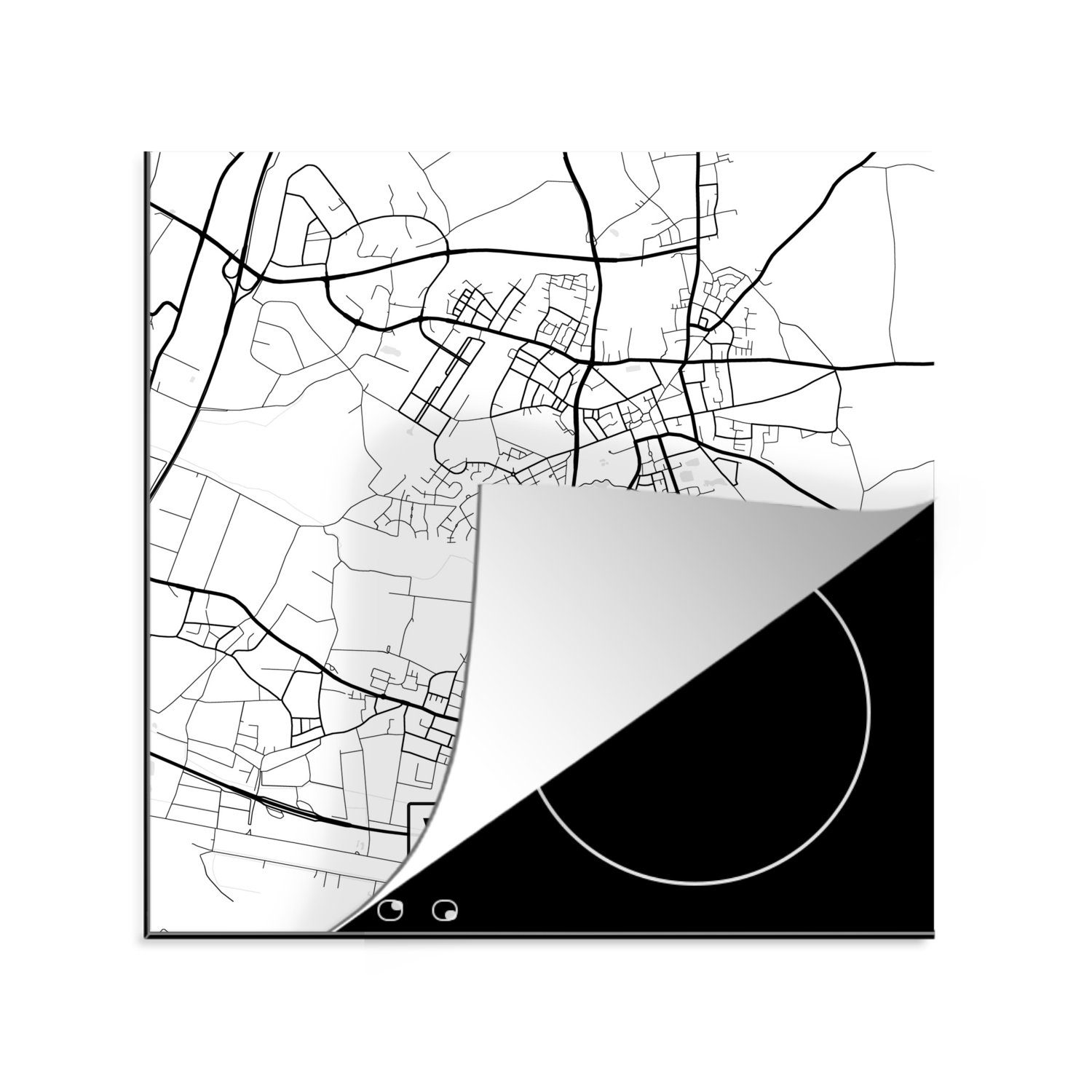 MuchoWow Herdblende-/Abdeckplatte Willich - Karte - Stadtplan, Vinyl, (1 tlg), 78x78 cm, Ceranfeldabdeckung, Arbeitsplatte für küche
