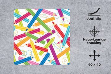 MuchoWow Gaming Mauspad Bleistift - Muster - Regenbogen (1-St), Mousepad mit Rutschfester Unterseite, Gaming, 40x40 cm, XXL, Großes