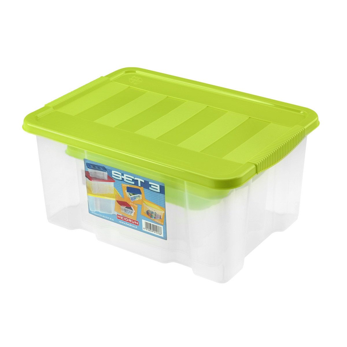 Heidrun Aufbewahrungsbox Aufbewahrungsboxen Set 1,5 Liter/5 Liter/14 Liter grün 3 Teile