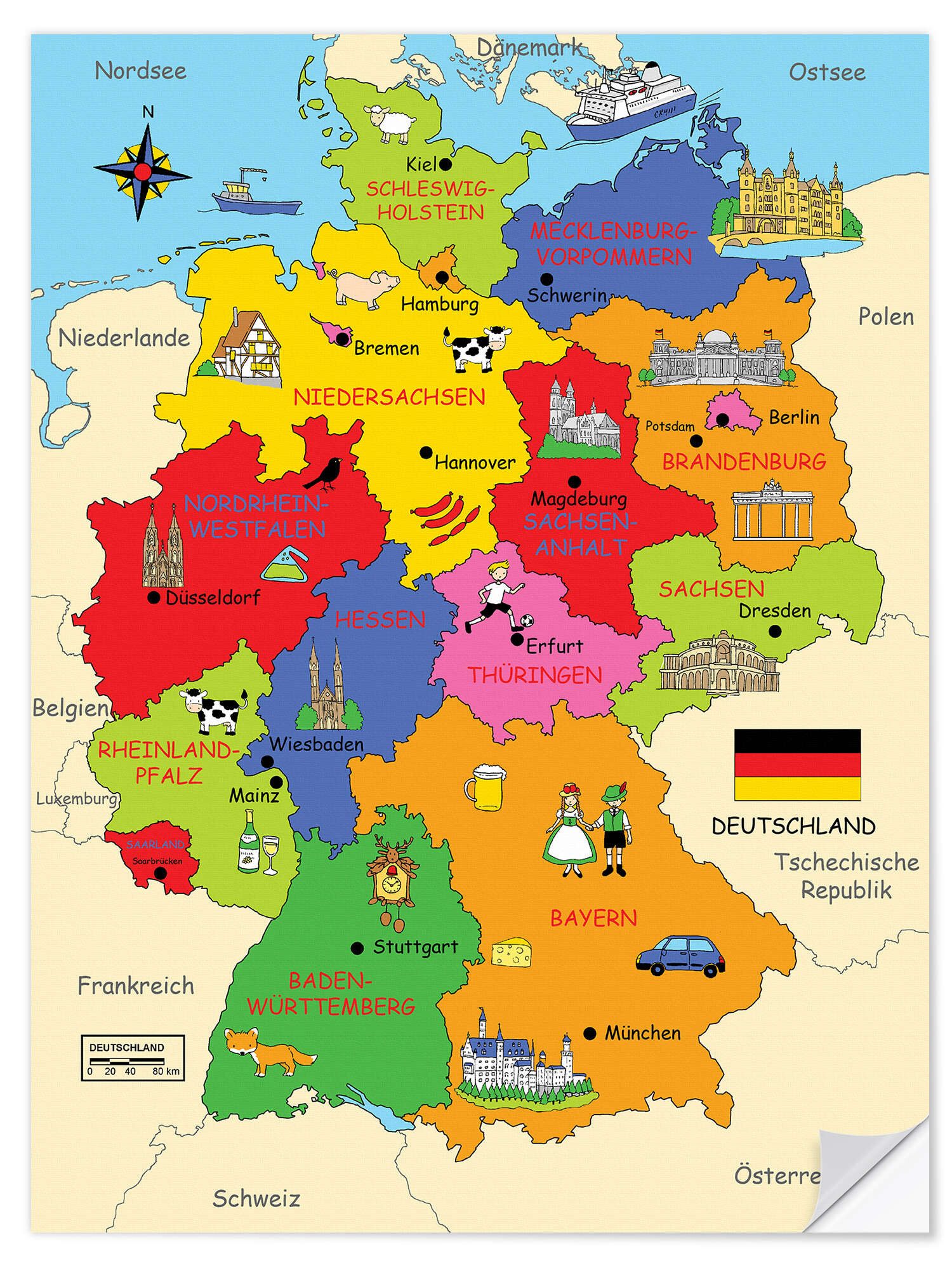 Posterlounge Wandbild Bundesländer für Kinder, Fluffy Feelings, erhältlich günstig online kaufen