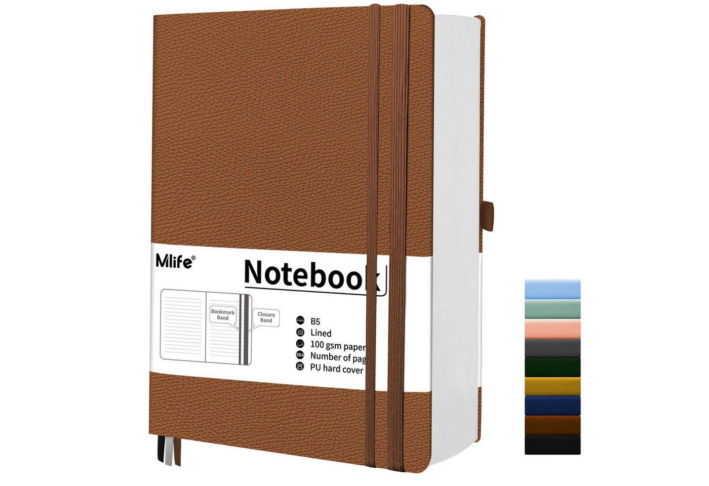 LuxusKollektion Notizbuch Notizbuch B5 Liniert 360 Seiten Braun
