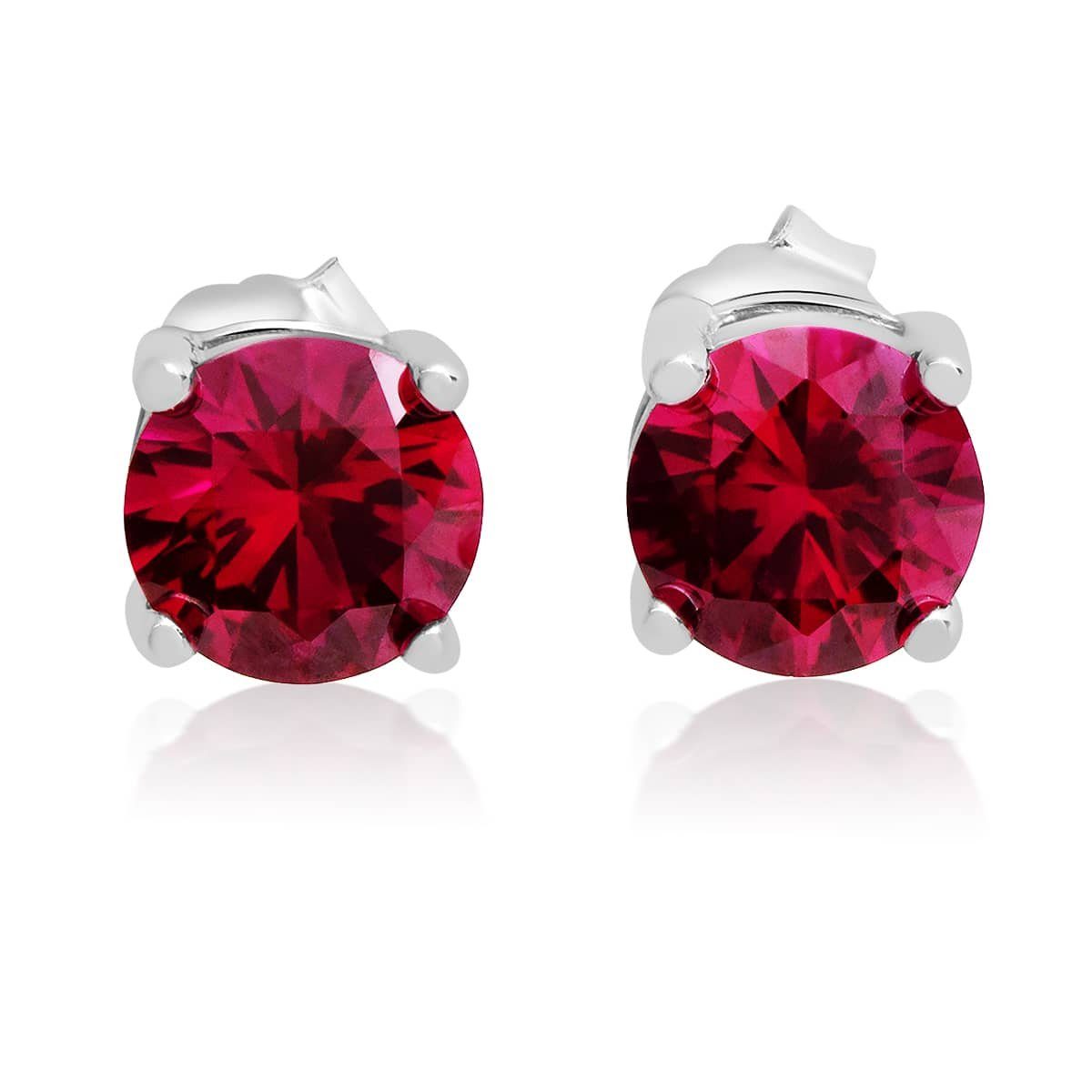 Schmuck-Elfe Paar Ohrstecker Classic Rubin, 925 Sterling Silber