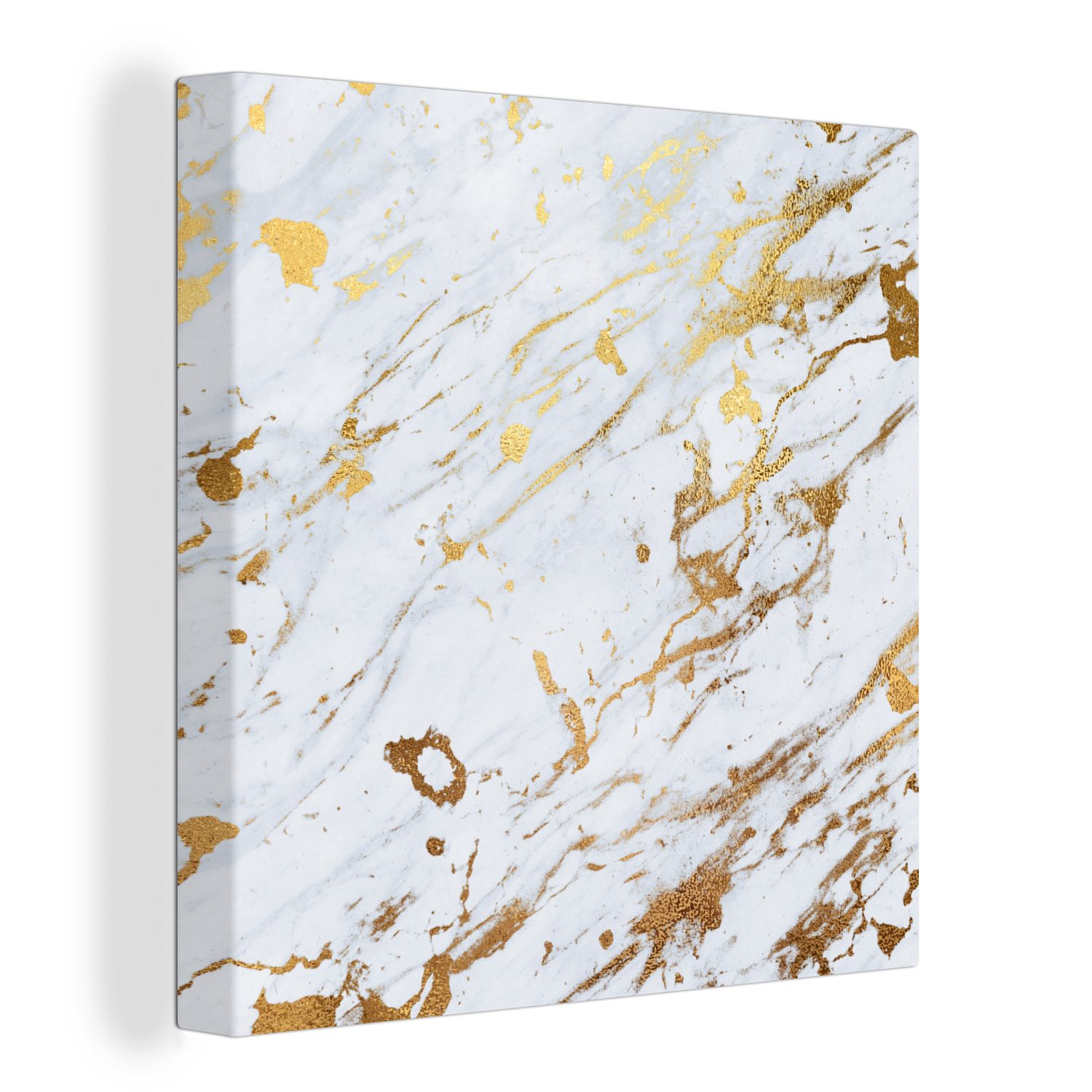 OneMillionCanvasses® - - St), Leinwand (1 - Bilder Weiß, Schlafzimmer Gold Muster Marmor Wohnzimmer Leinwandbild für