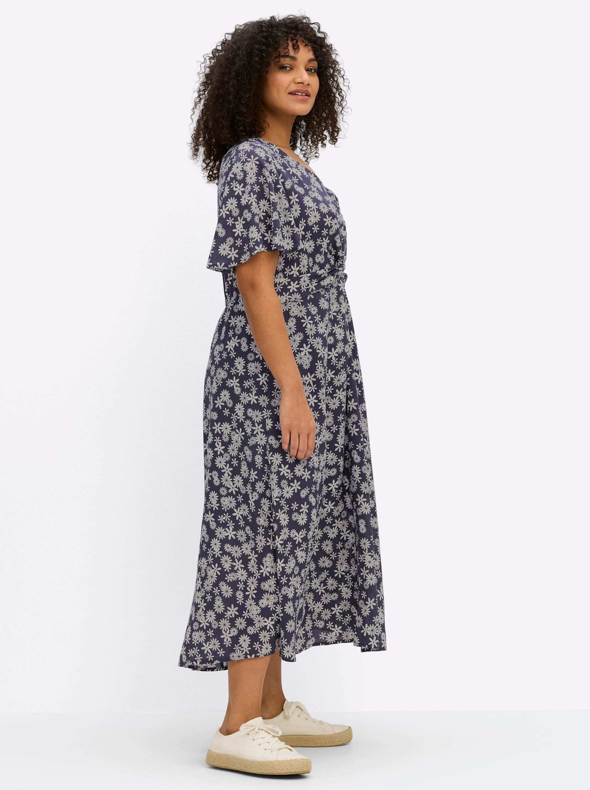 Sheego Etuikleid Webkleid Kurzarm