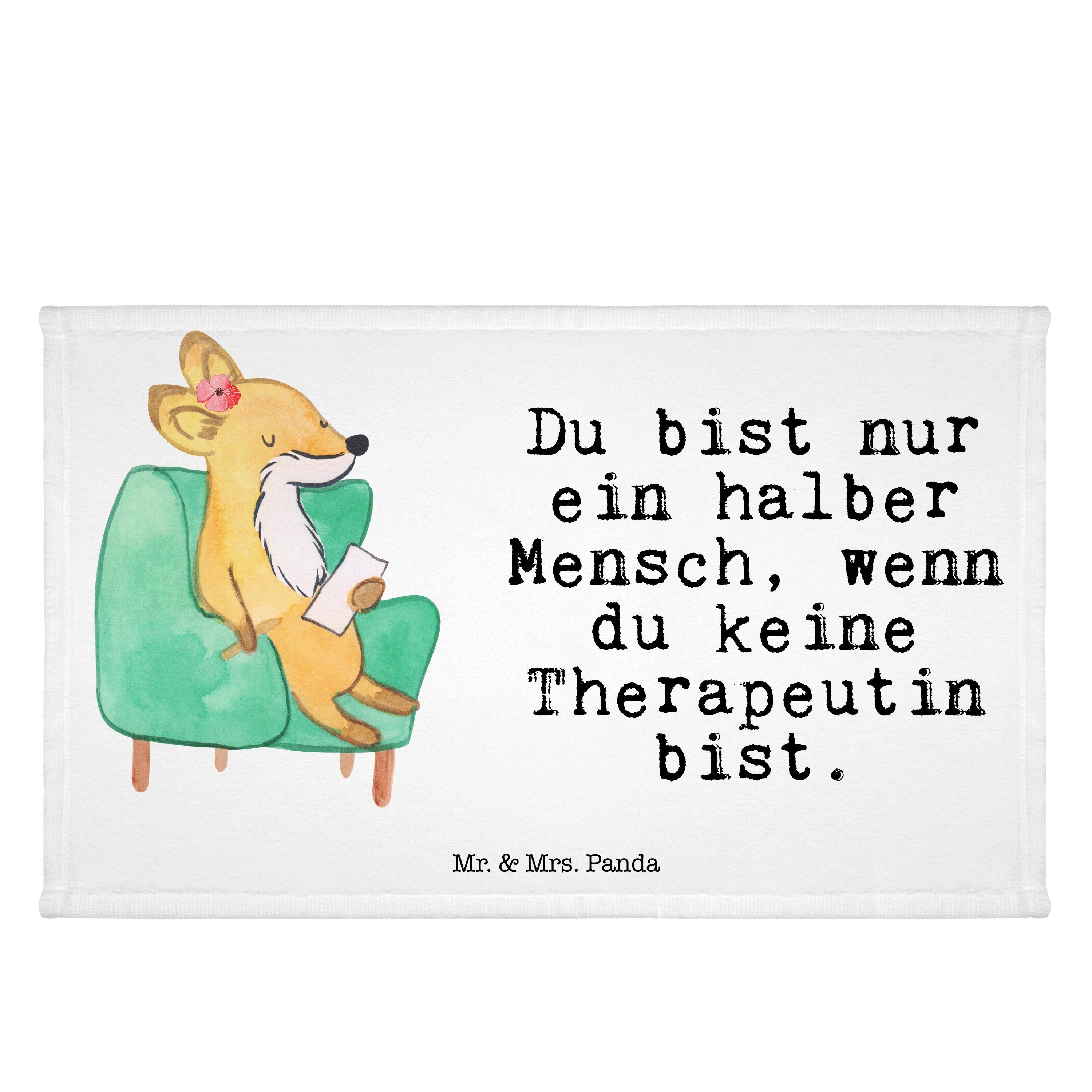 Mr. & Mrs. Panda Handtuch Therapeutin mit Herz - Weiß - Geschenk, Gästetuch, Kinder Handtuch, F, (1-St)