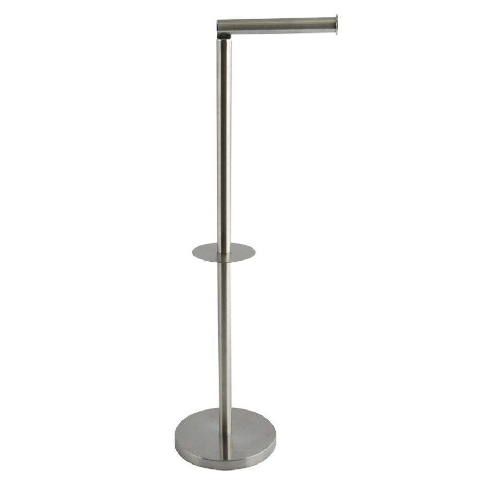 MSV Toiletten-Ersatzrollenhalter Ersatzrollenhalter 2-in-1, 2-in-1 kombinierter Toilettenpapierhalter und Ersatzrollenhalter, klappbar durch Knick-Gelenk, für bis zu 4 Rollen, rostfreier Edelstahl, elegante matt-Optik, silberfarben, 15 x 15 x 60 cm