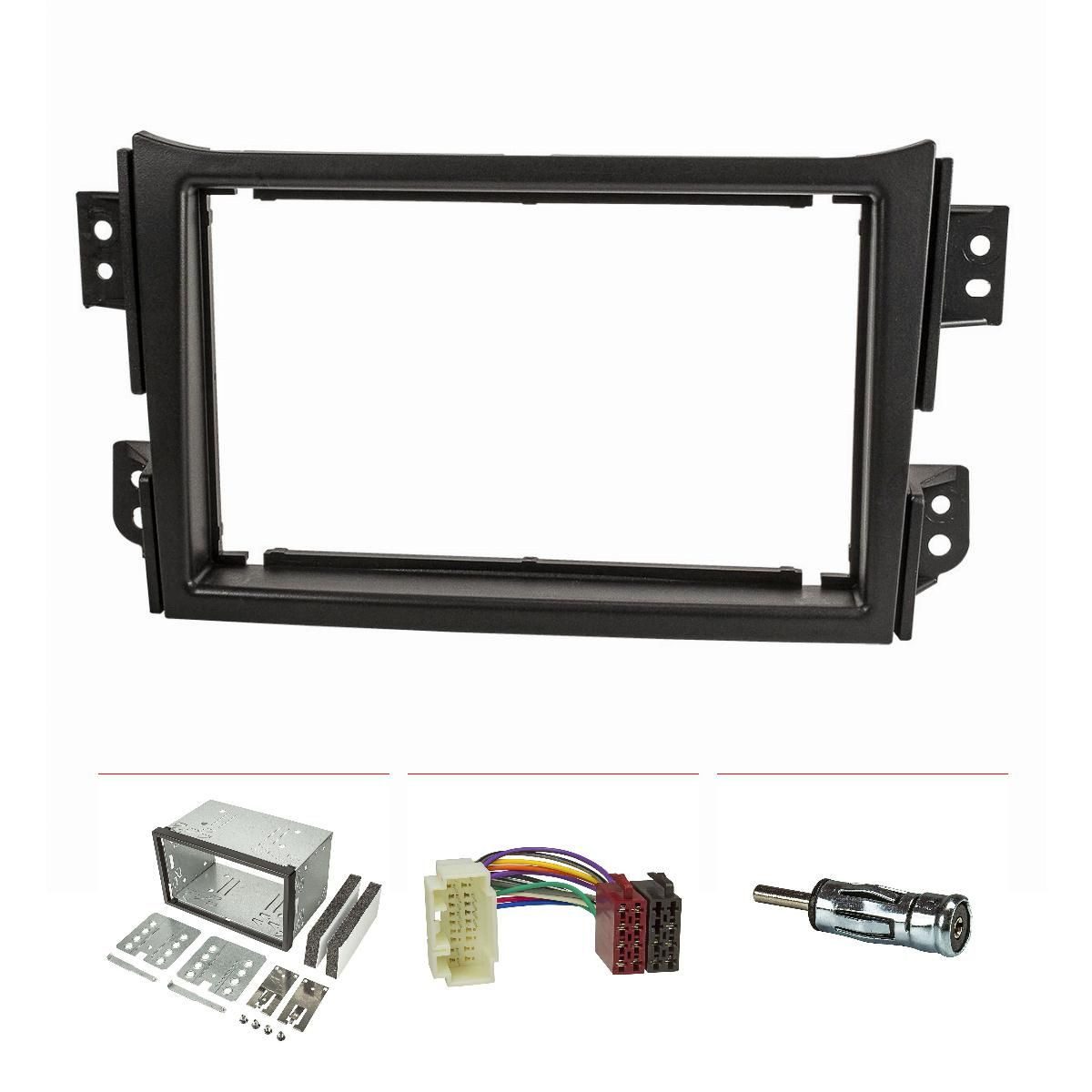 tomzz Audio Doppel DIN Radioblende Set passt für Suzuki Splash schwarz mit Einbauk Autoradio