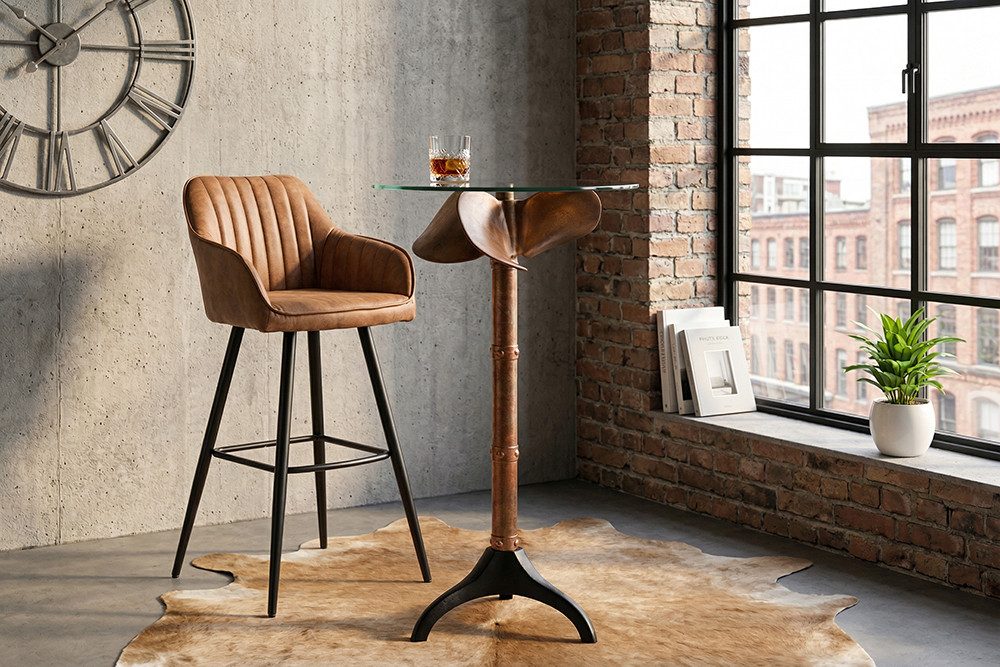 riess-ambiente Stehtisch OCEAN 105cm kupfer geflammt/schwarz - Glas, Metall, maritim, rund (Einzelartikel, 1-St), Bartisch im Schiffsschrauben-Design-ideal f. Hausbar & Feierlichkeiten