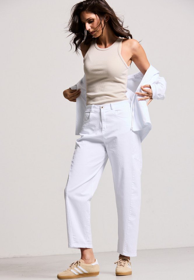 Andijamo-Fashion Chinos BARREL LEG PANTS dezente Ziernähte