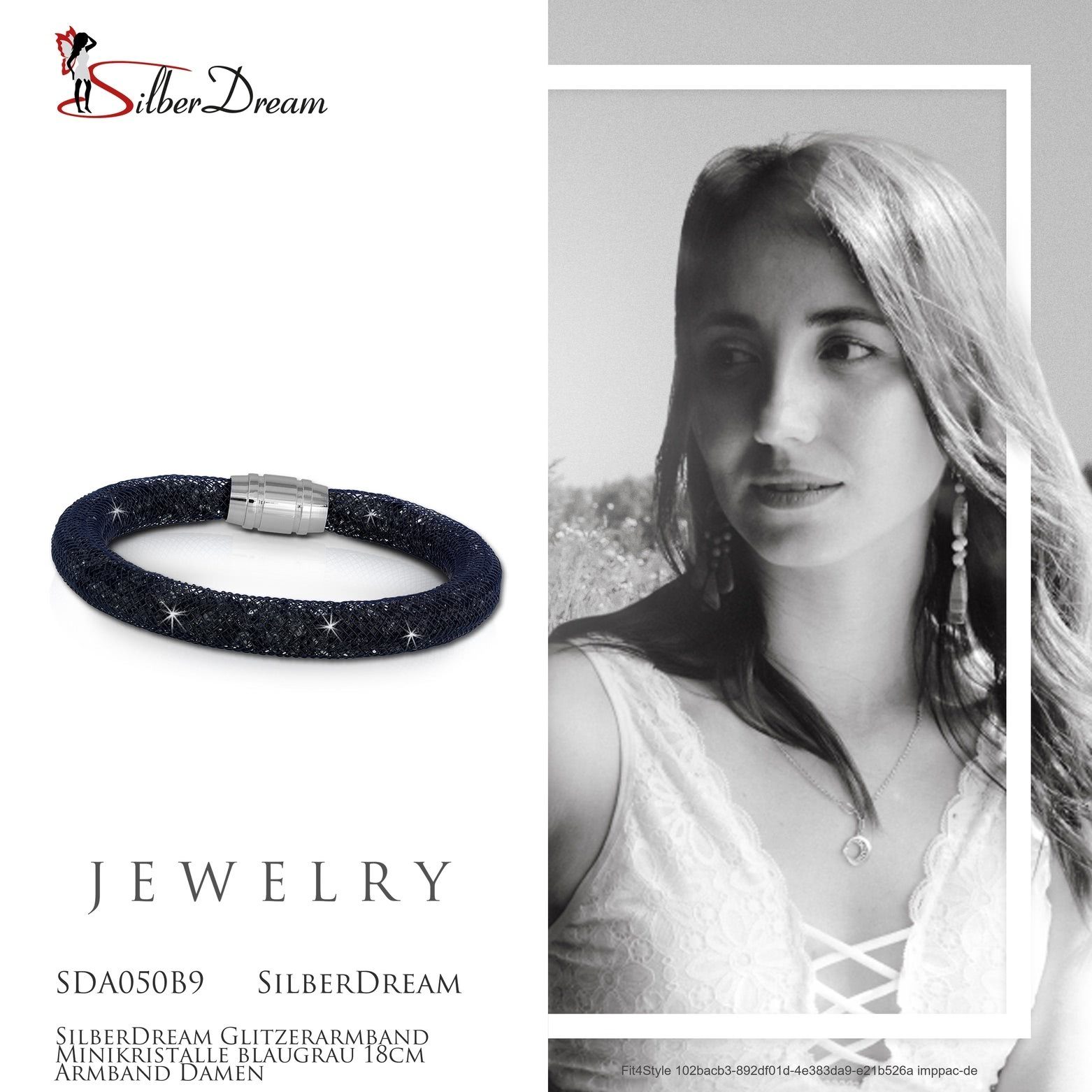 Armband blau blau Edelstahl-Verschluss, schwarz, Arm-Schmuck mit SilberDream grau, SilberDream Damenarmband Edelstahlarmband (Armband), Farbe: